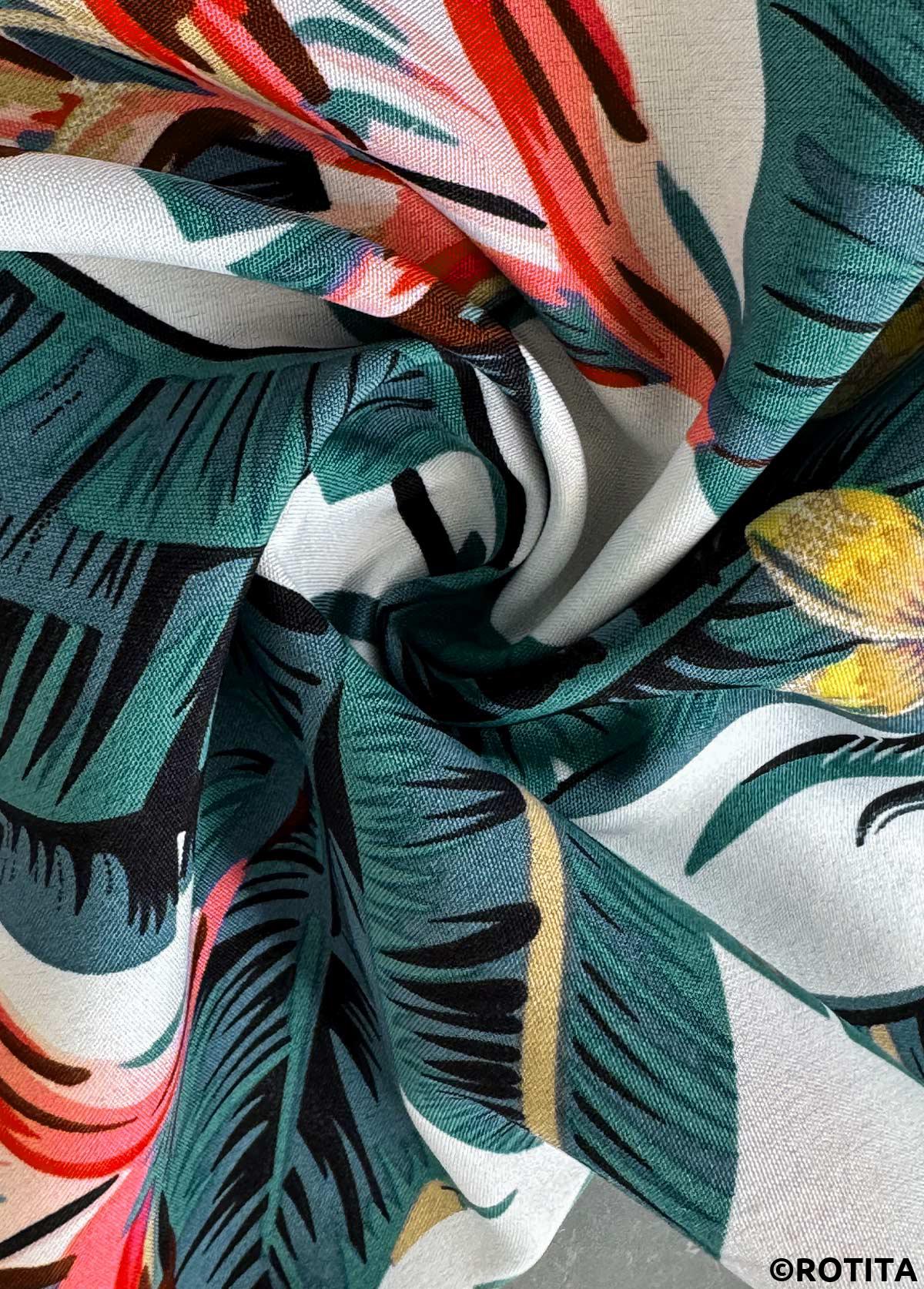 Green bottoms,Plants bottoms,Tropical Plants Print Green Jogger Elastic Waist Pants