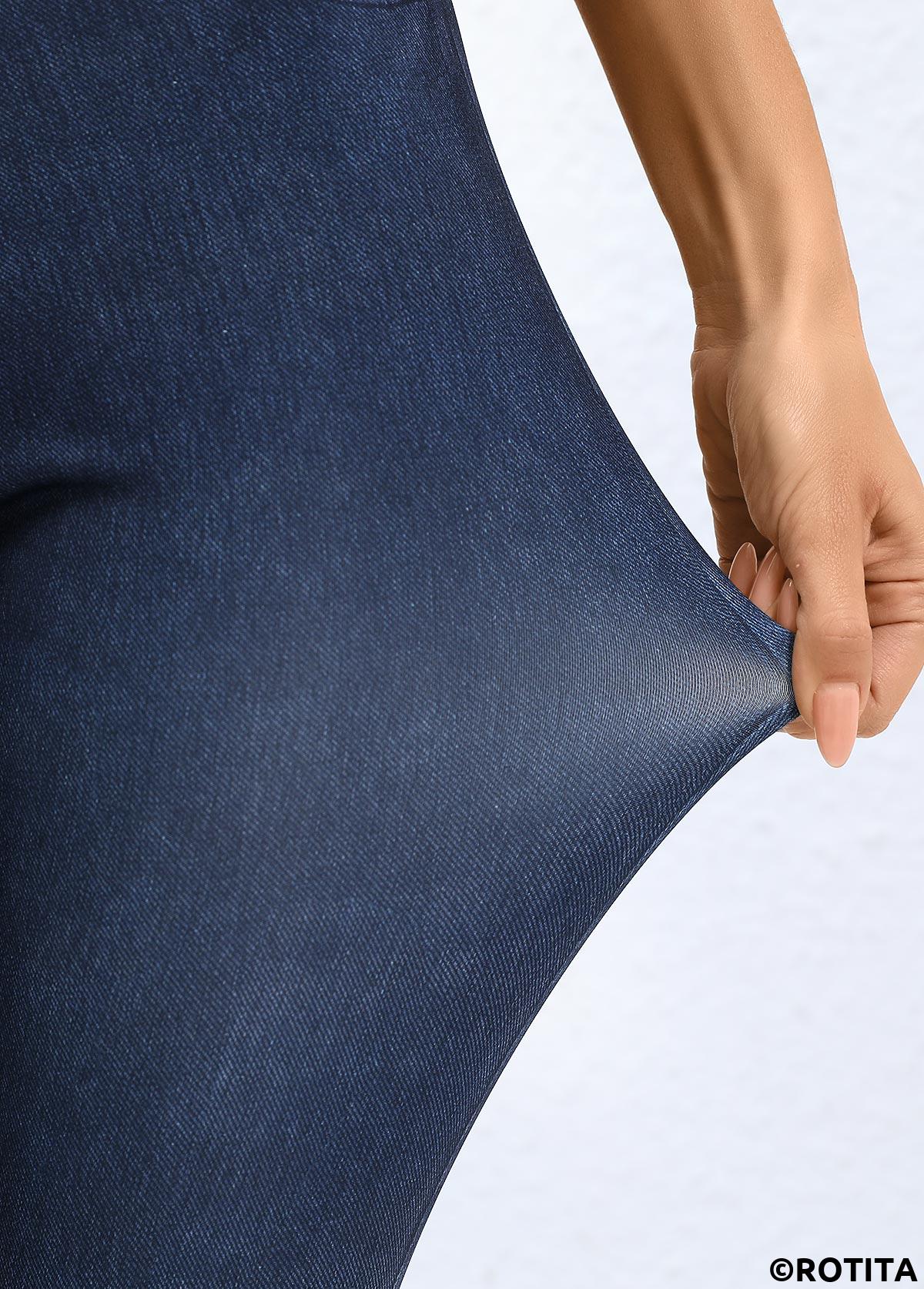 Denim Blue bottoms,Plain Color bottoms,Denim Blue High Waisted Elastic Waist Ankle Length Leggings