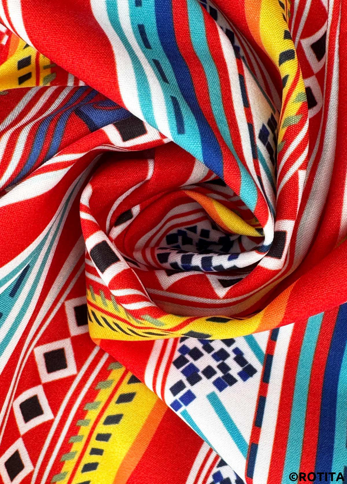 Neon Red bottoms,Tribal bottoms,Tribal Print Neon Red Straight Leg Elastic Waist Shorts