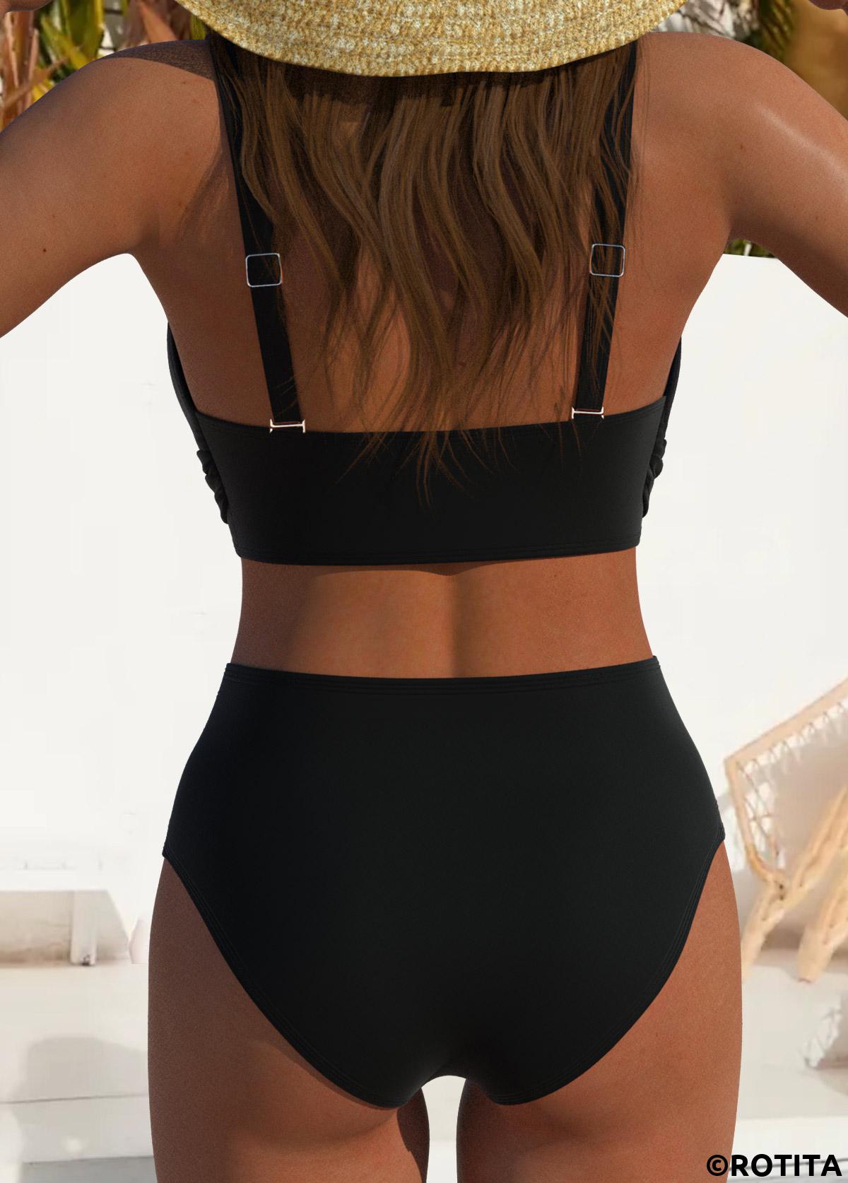 Cyan swimwear,Ombre swimwear,ROTITA Cyan Ombre High Waisted Bikini Set