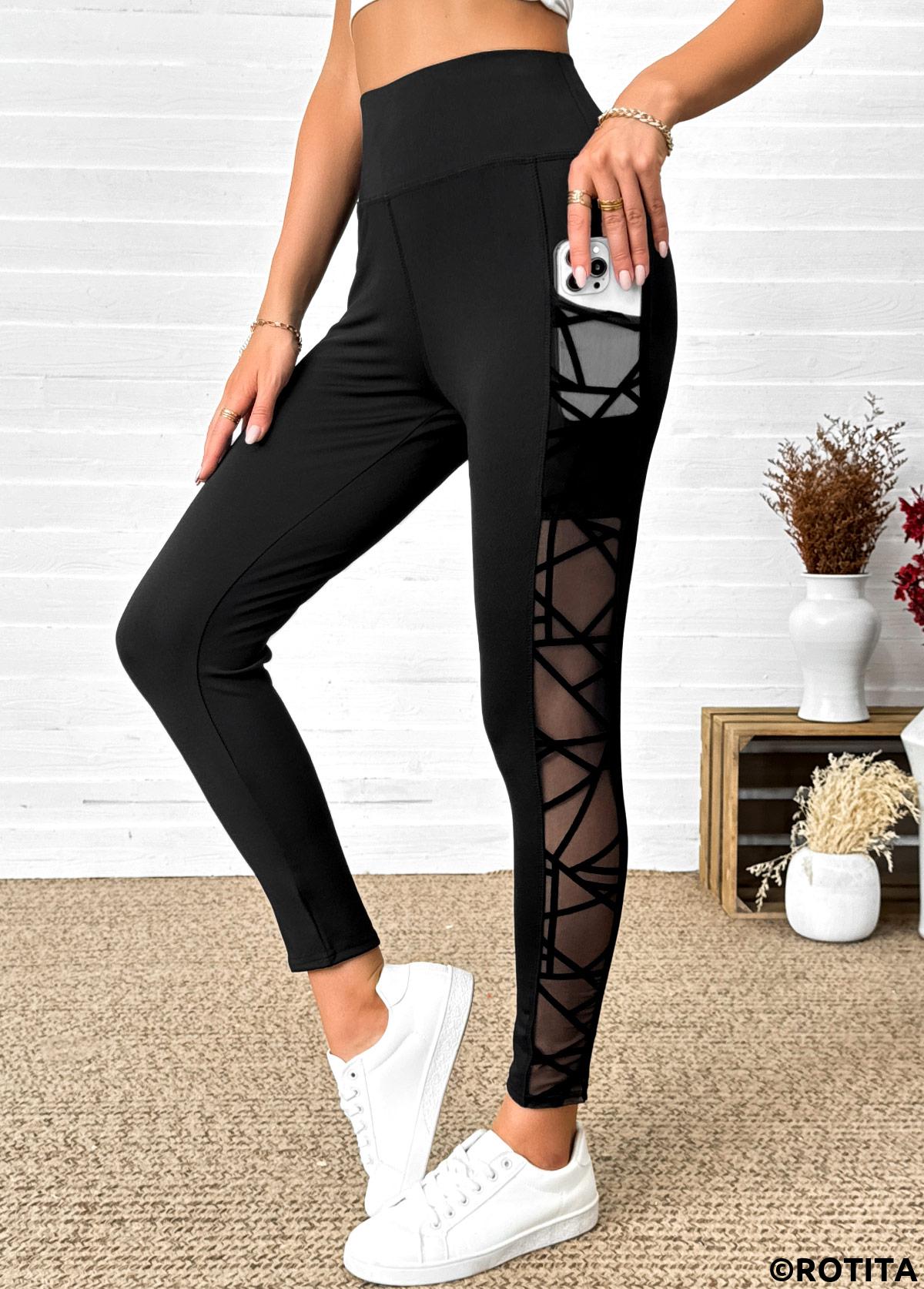 Black bottoms,Plain Color bottoms,Black High Waisted Elastic Waist Ankle Length Leggings