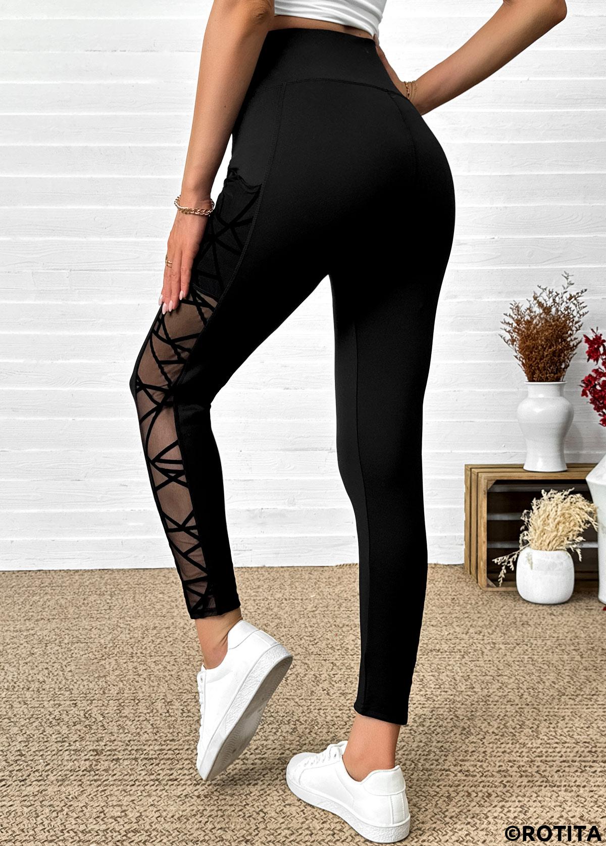 Black bottoms,Plain Color bottoms,Black High Waisted Elastic Waist Ankle Length Leggings