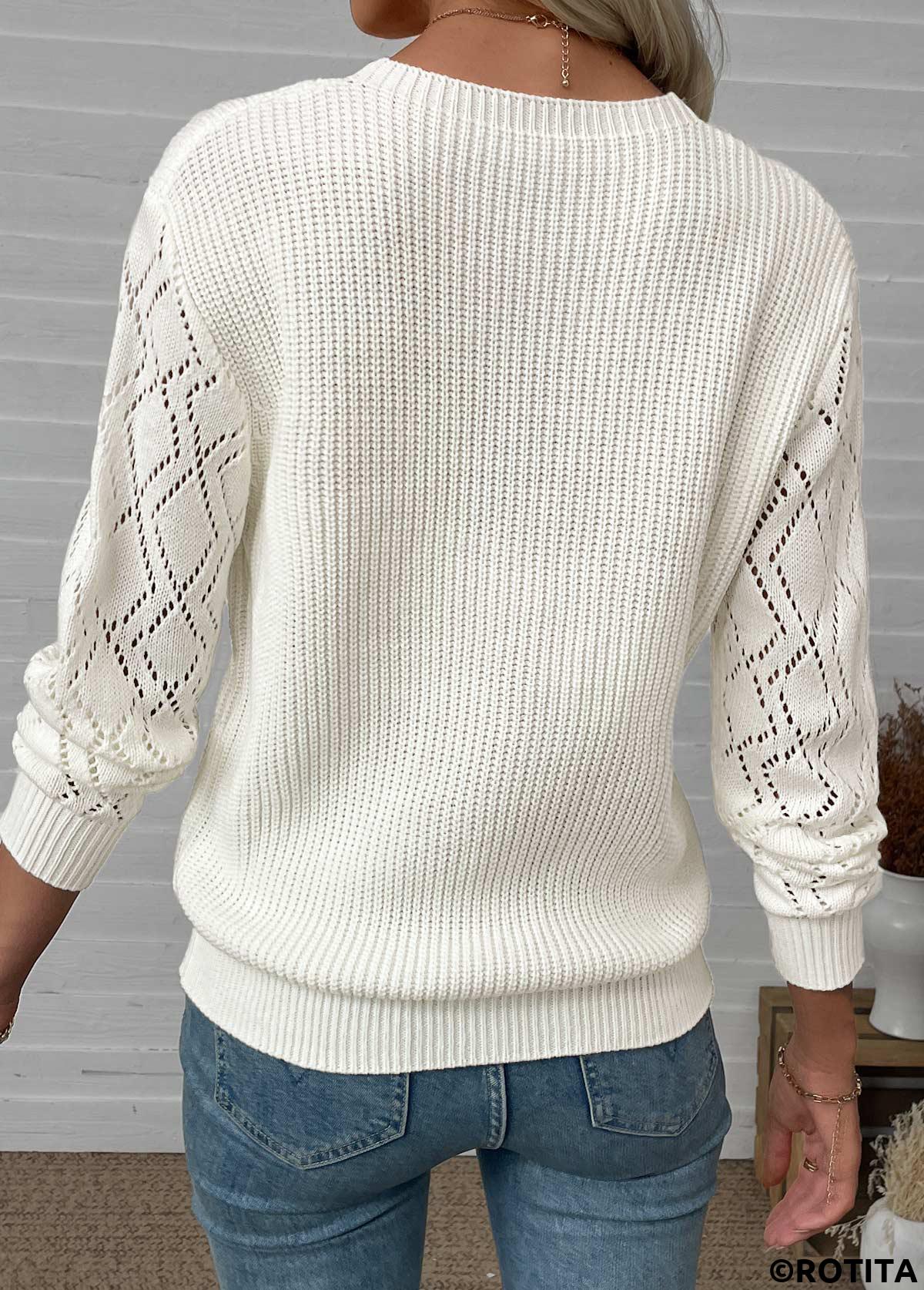 Beige tops,Plain Color tops,Beige V Neck Long Sleeve Sweater