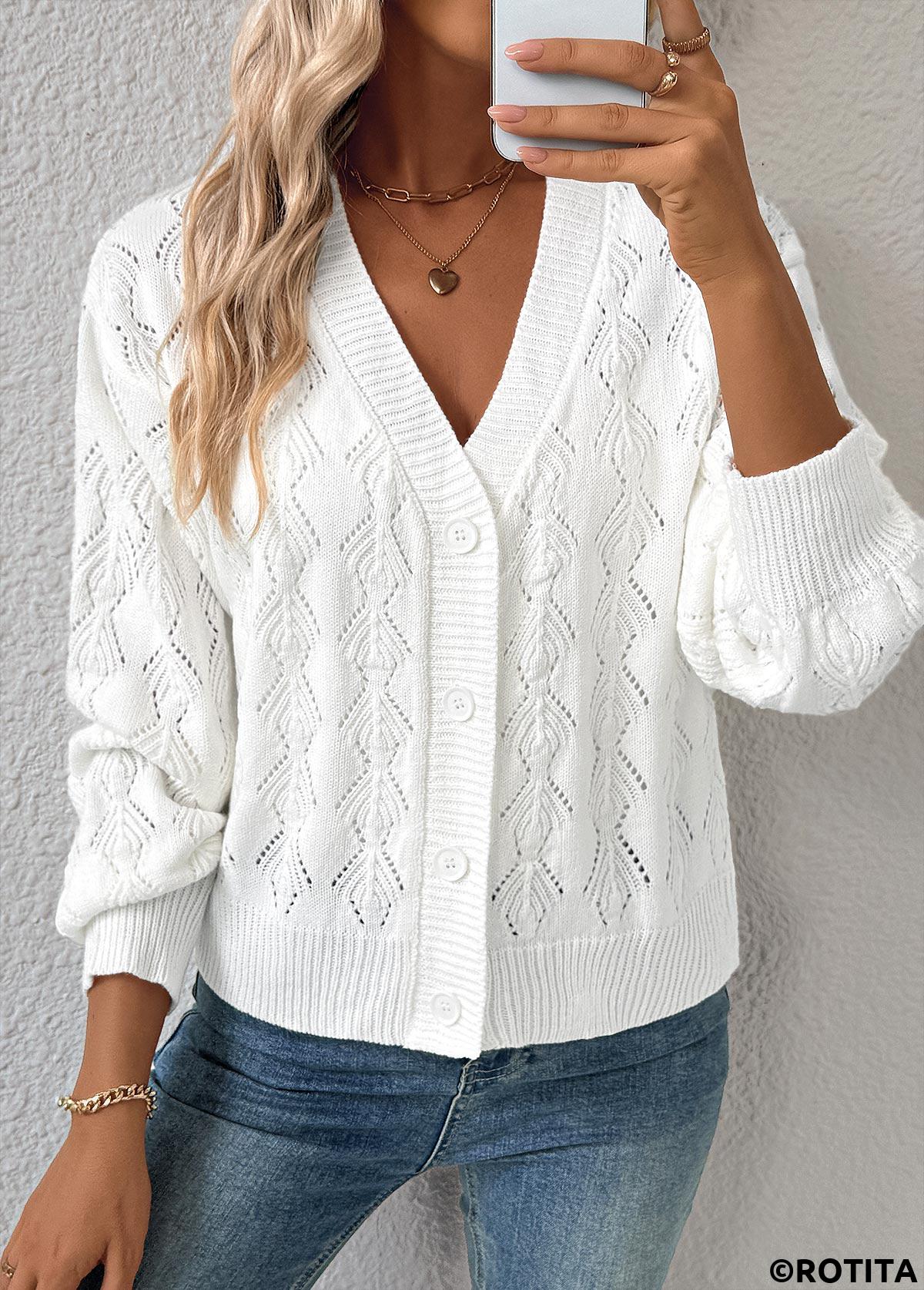 White tops,Plain Color tops,White Light Cardigan