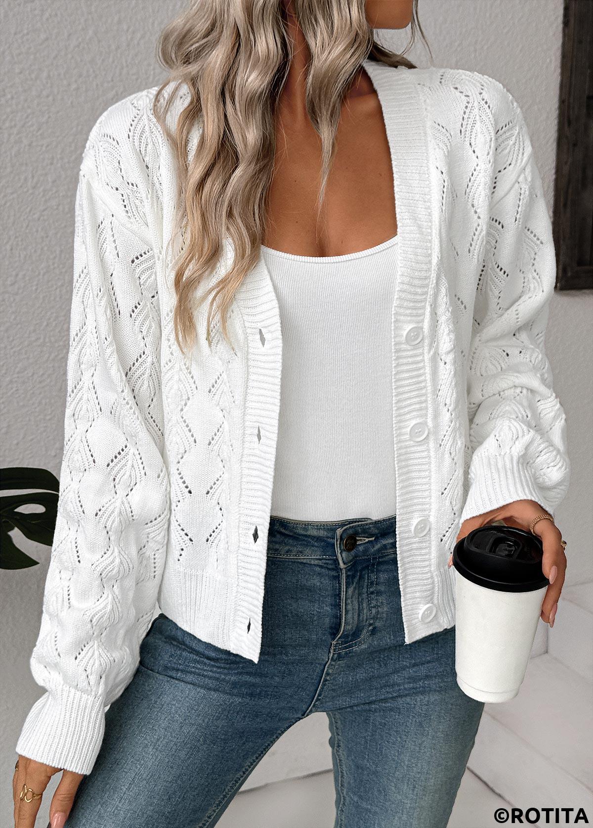 White tops,Plain Color tops,White Light Cardigan