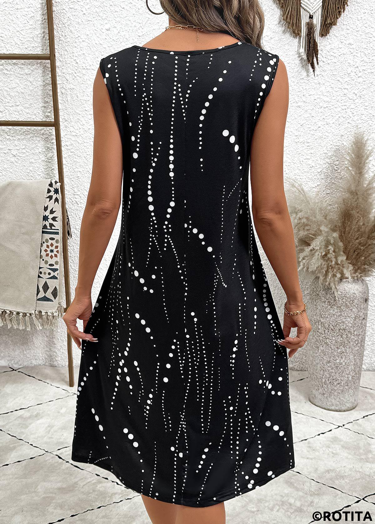 Black dresses,Dot dresses,Everyday dresses,Casual dresses,ROTITA Tummy Coverage Polka Dot Black Dress and Cardigan