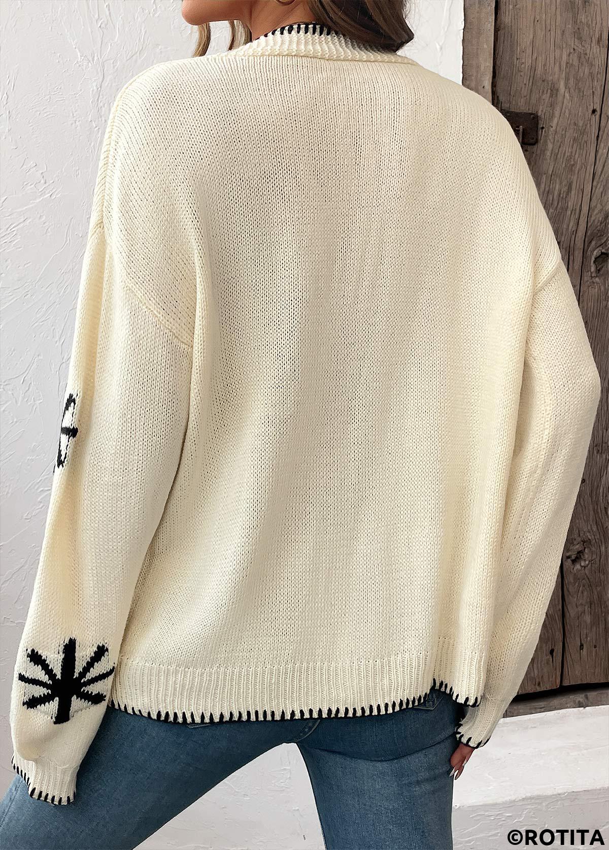 Beige tops,Geometric tops,Geometric Print Beige Long Sleeve Cardigan