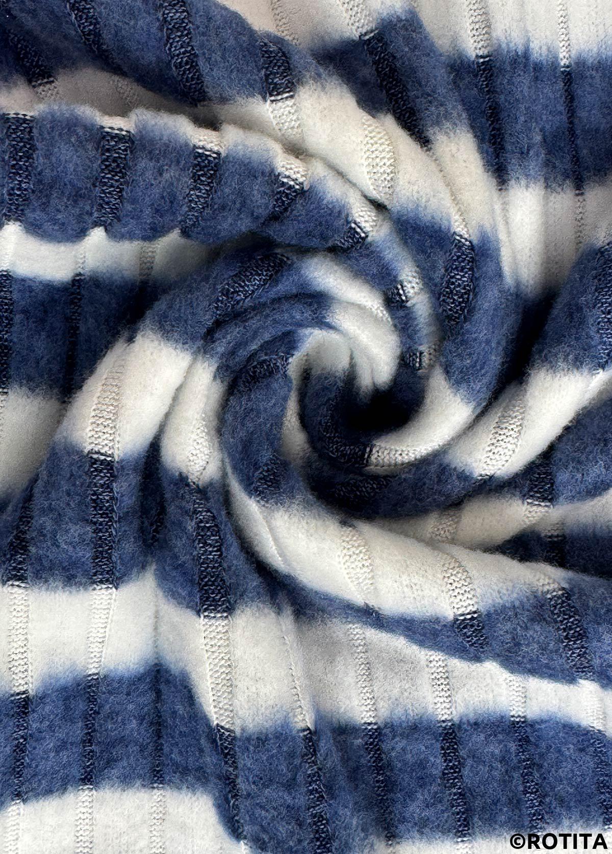 Blue tops,Striped tops,Geometric tops,ROTITA Kangaroo Pocket Striped Blue Long Sleeve Hoodie