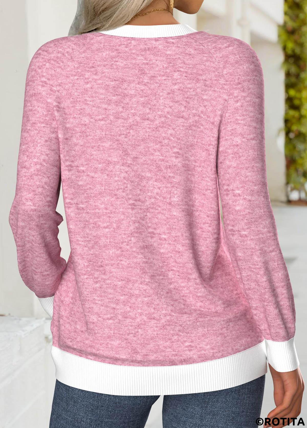 Multi Color tops,Plain Color tops,ROTITA Tummy Coverage Multi Color Round Neck Long Sleeve Sweatshirt