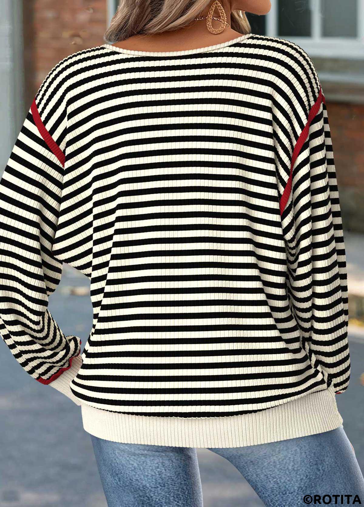 Beige tops,Striped tops,Geometric tops,ROTITA Tummy Coverage Striped Beige Round Neck T Shirt