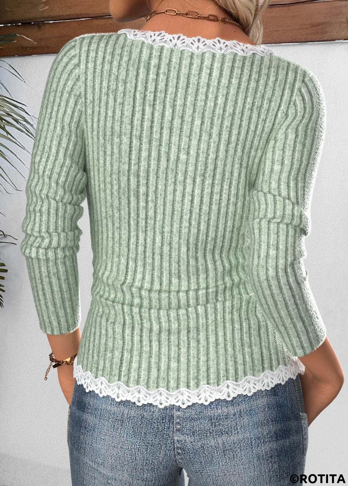 Sage Green tops,Contrast Color tops,ROTITA Tummy Coverage Sage Green Scoop Neck T Shirt