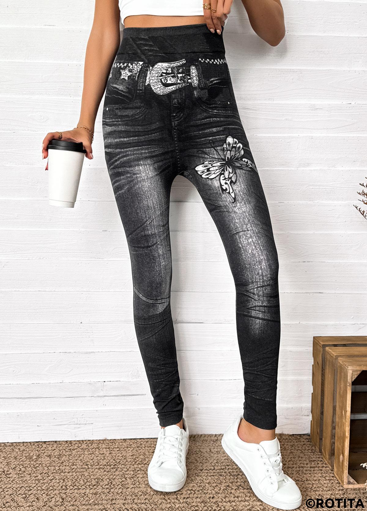 Black bottoms,Ombre bottoms,Ombre Black Skinny Elastic Waist High Waisted Pants