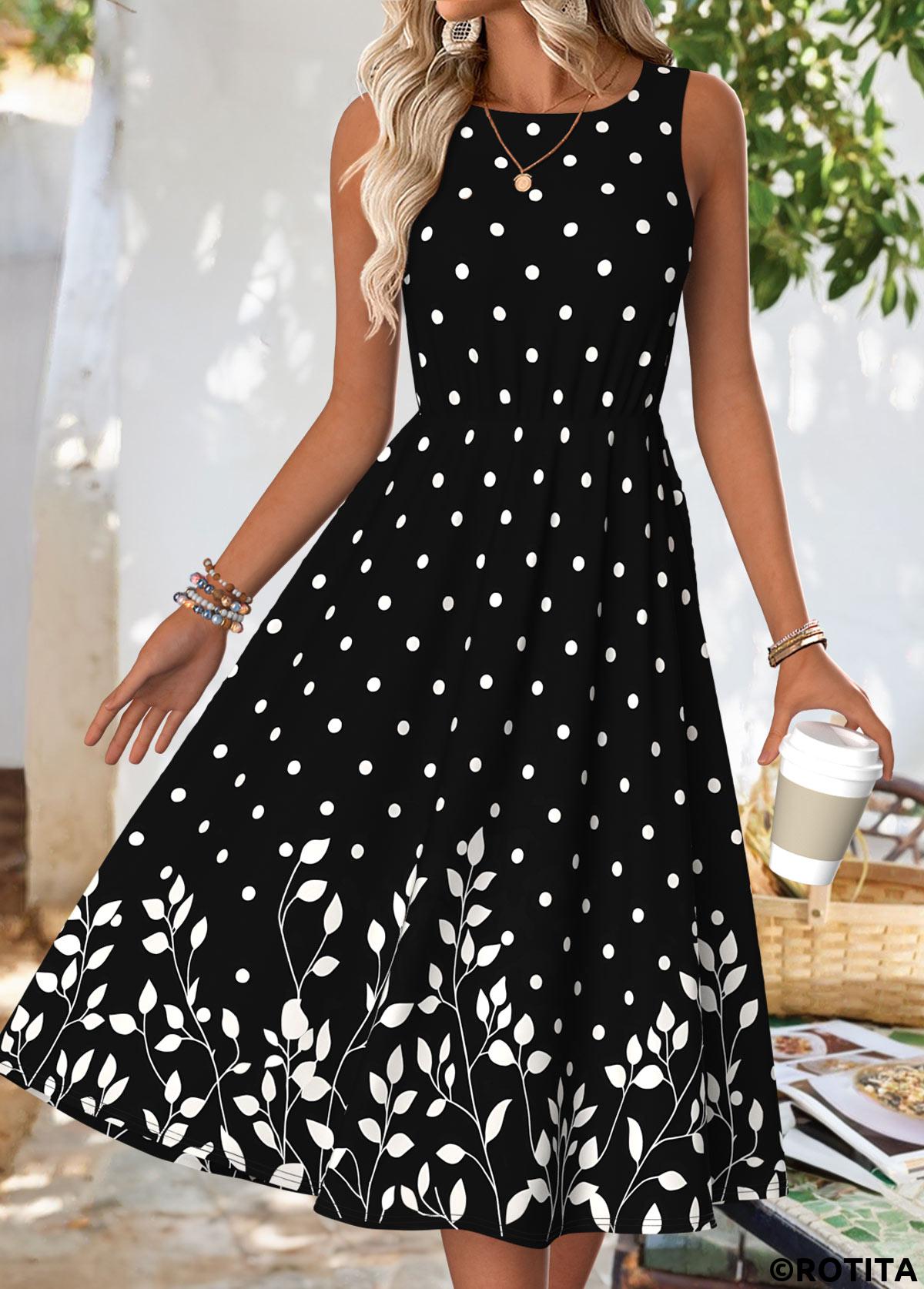Black dresses,Plants dresses,Dot dresses,Everyday dresses,Casual dresses,ROTITA Tummy Coverage Floral Print Black Dress and Cardigan