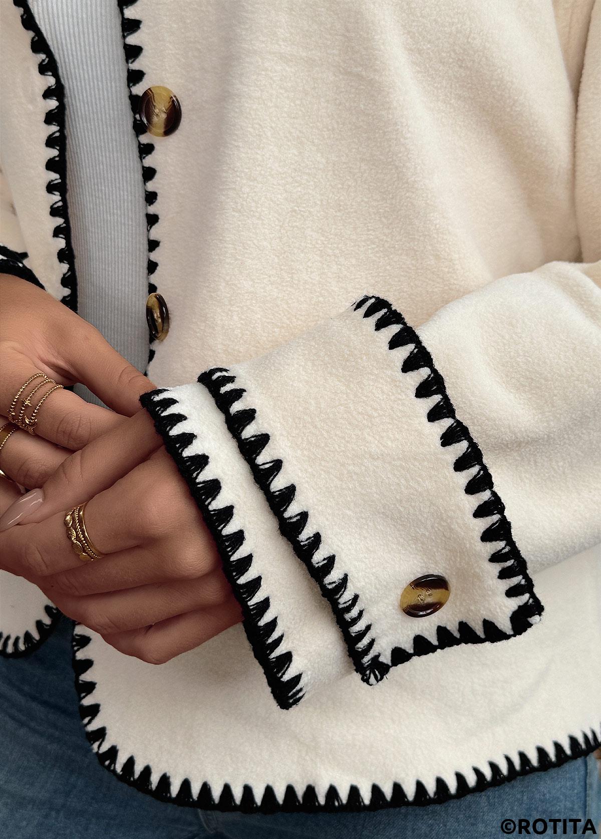 Beige tops,Plain Color tops,Tummy Coverage Beige Round Neck Long Sleeve Coat