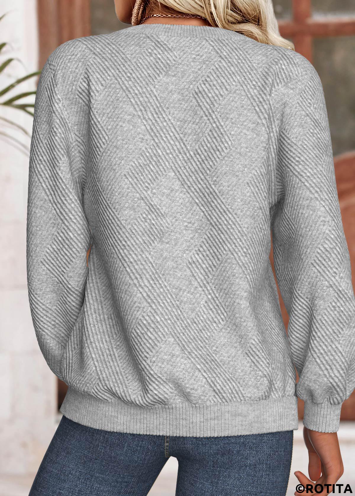 Light Grey Marl tops,Leopard tops,Animal Print tops,ROTITA Tummy Coverage Leopard Light Grey Marl Round Neck Sweatshirt