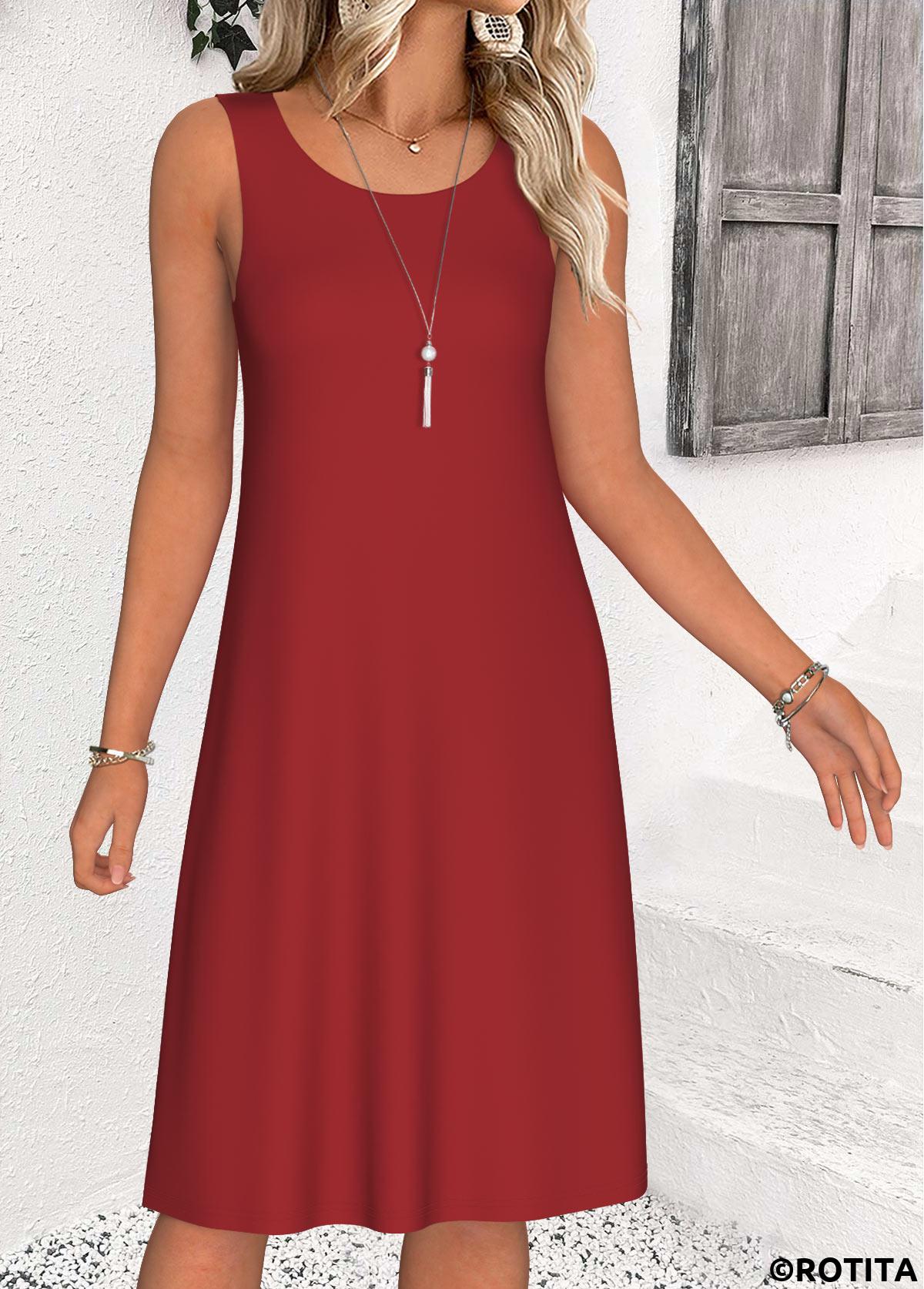 Red dresses,Plants dresses,Casual dresses,ROTITA Tummy Coverage Leaf Print Red Dress and Cardigan