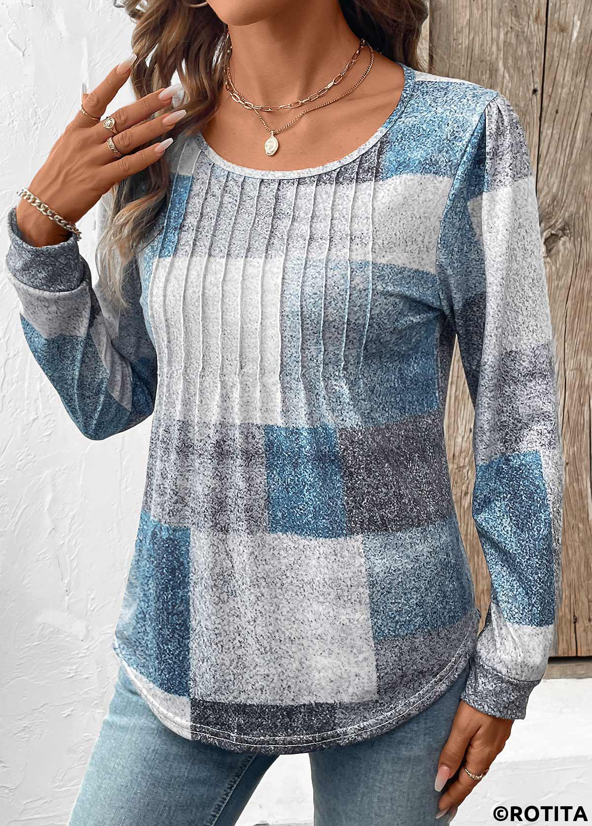 Multi Color tops,Geometric tops,ROTITA Tummy Coverage Geometric Print Multi Color T Shirt