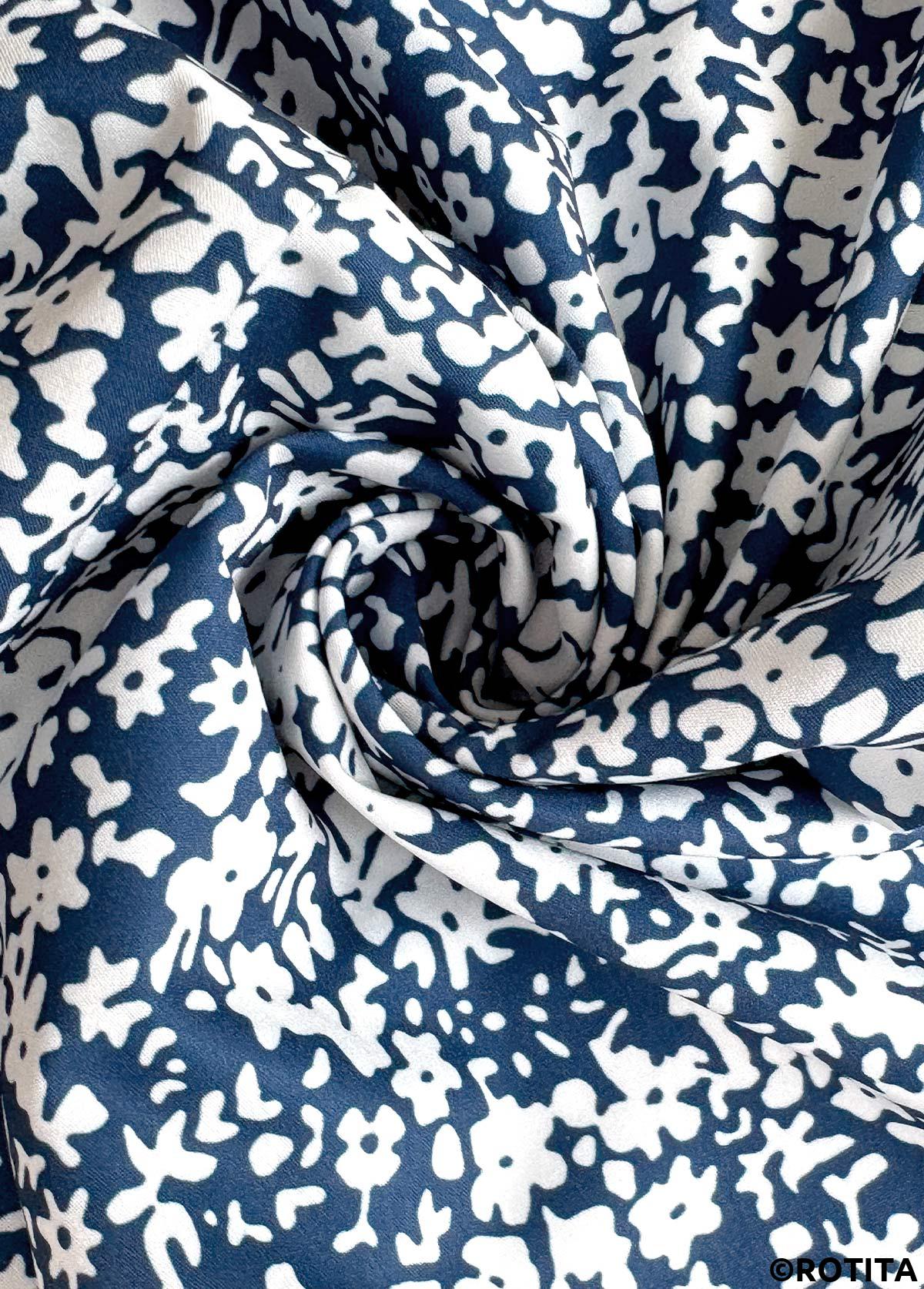 Light Blue bottoms,Ditsy Floral bottoms,Ditsy Floral Print Light Blue Straight Leg Pants