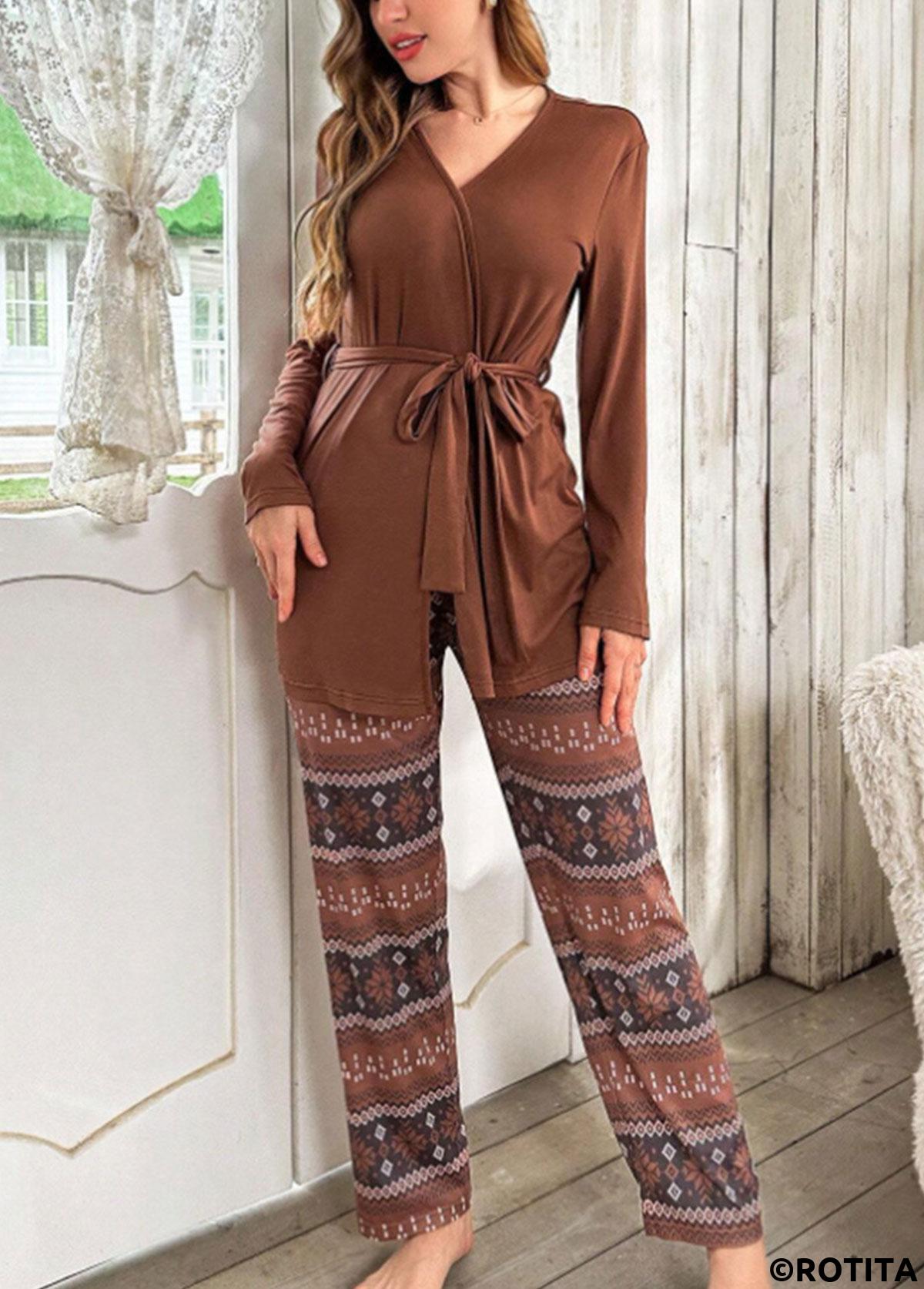 Dark Coffee loungewear,Tribal loungewear,Tribal Print Lounge Top and Pants and Cardigan