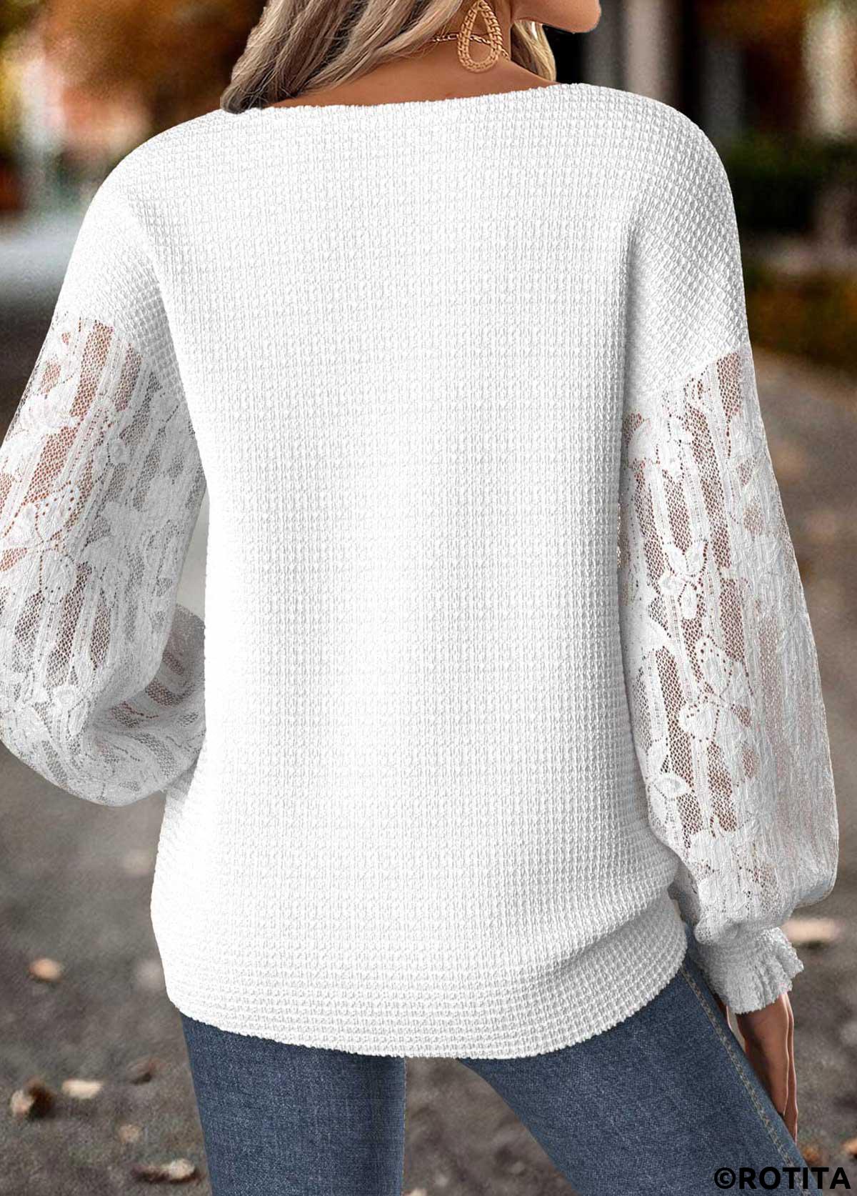 Raw white tops,Geometric tops,ROTITA Tummy Coverage Geometric Print Raw White Boat Neck Sweatshirt
