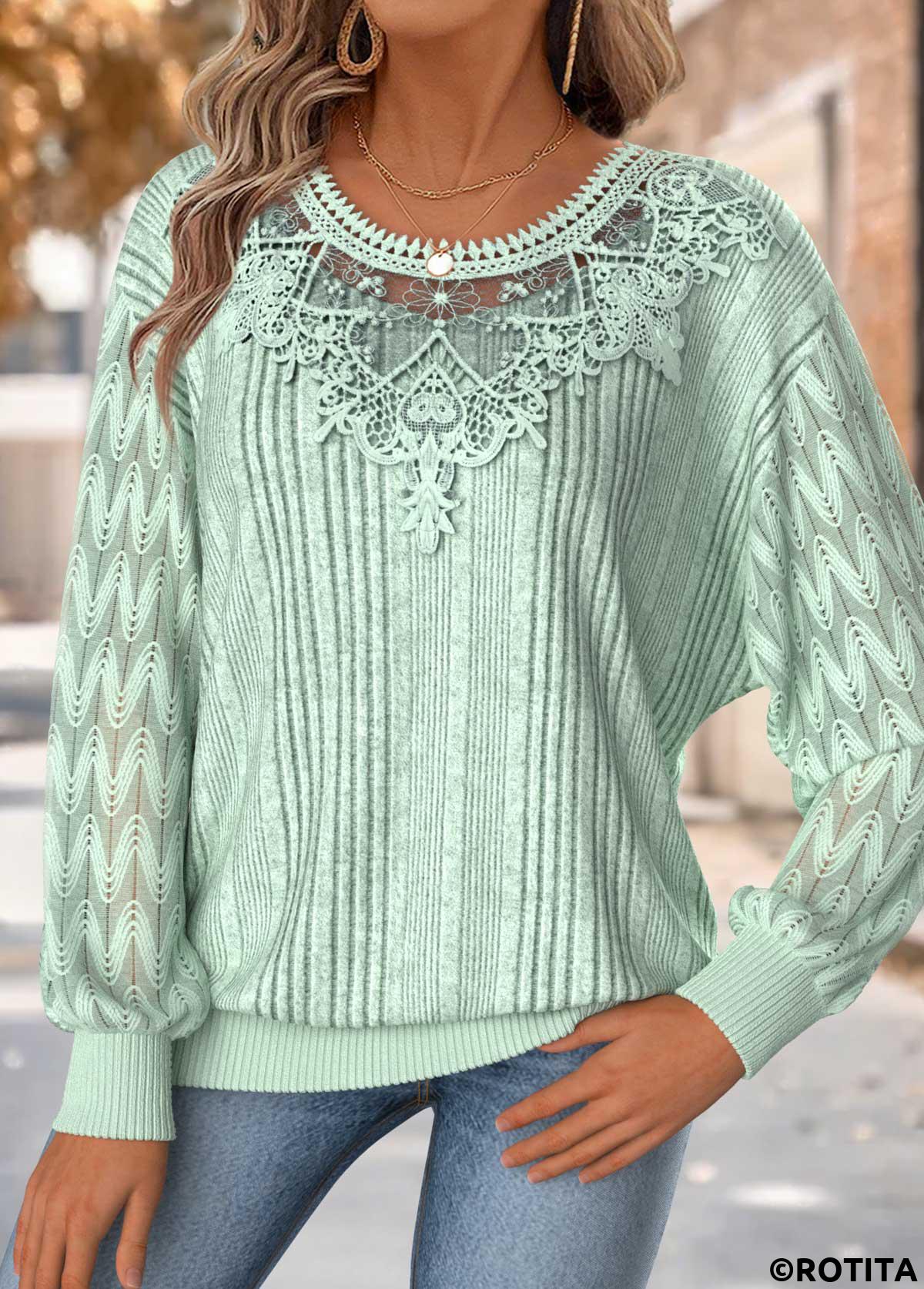 Sage Green tops,Plain Color tops,ROTITA Tummy Coverage Sage Green Round Neck T Shirt