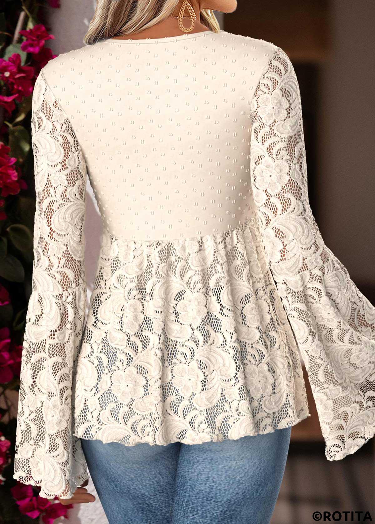 Beige tops,Plain Color tops,ROTITA Peplum Beige V Neck Long Sleeve Cardigan