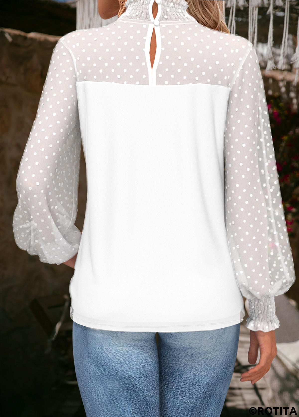 White tops,Plain Color tops,ROTITA Tummy Coverage White Turtleneck Long Sleeve T Shirt