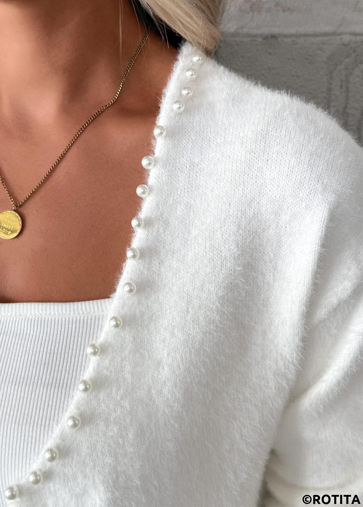 White tops,Plain Color tops,Tummy Coverage White Long Sleeve Cardigan