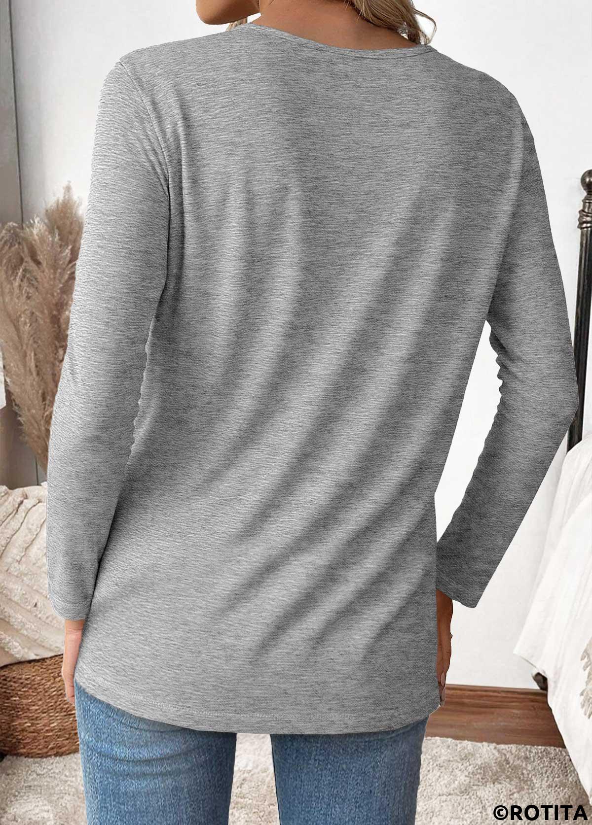 Light Grey Marl tops,Plain Color tops,ROTITA Cut Out Light Grey Marl Round Neck T Shirt