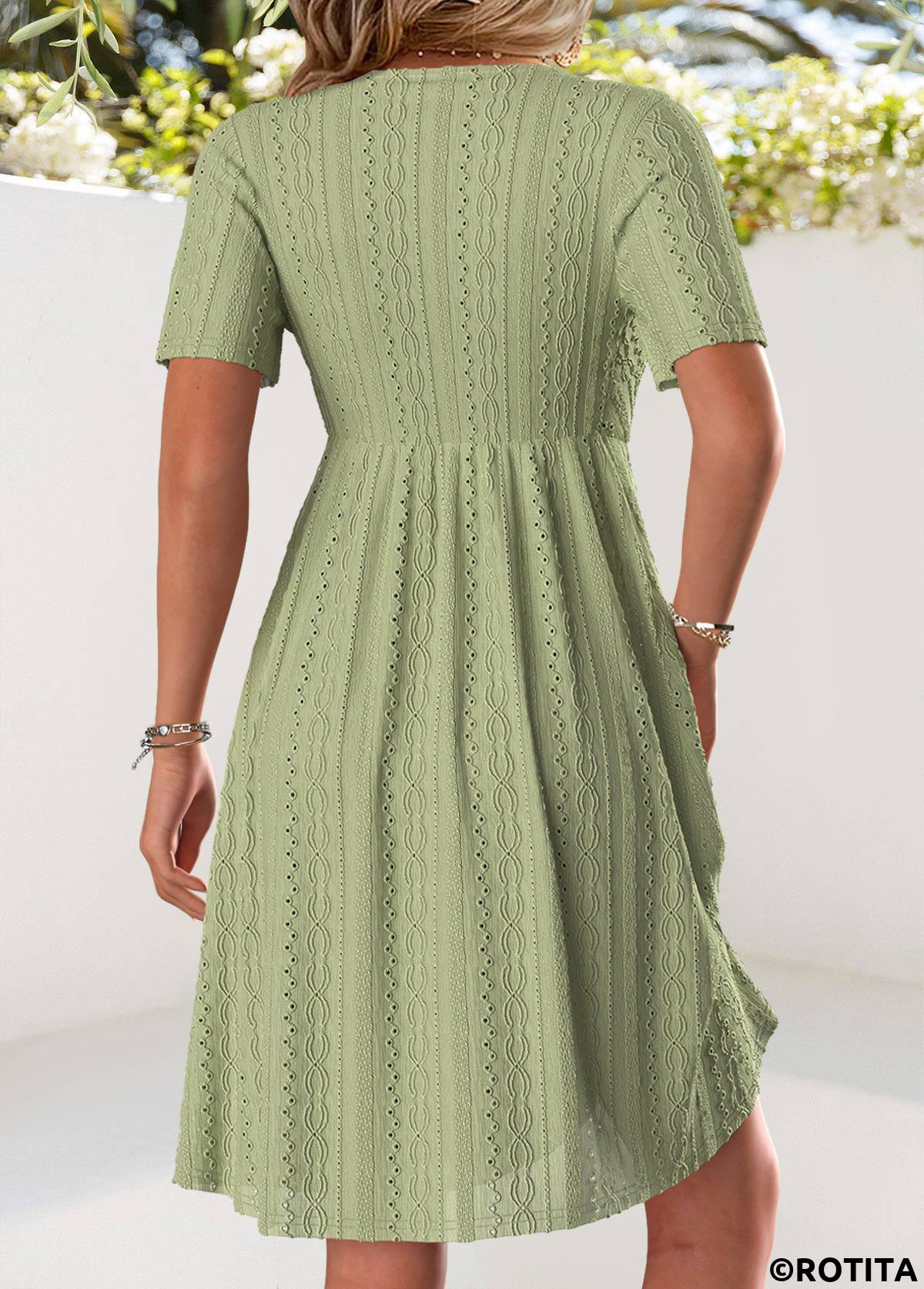 Light Camel dresses,Plain Color dresses,Everyday dresses,Casual dresses,ROTITA Light Camel V Neck Short Sleeve Dress