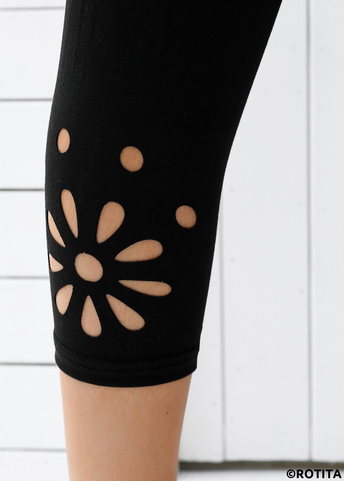 Black bottoms,Plain Color bottoms,Black High Waisted Elastic Waist Capri Leggings