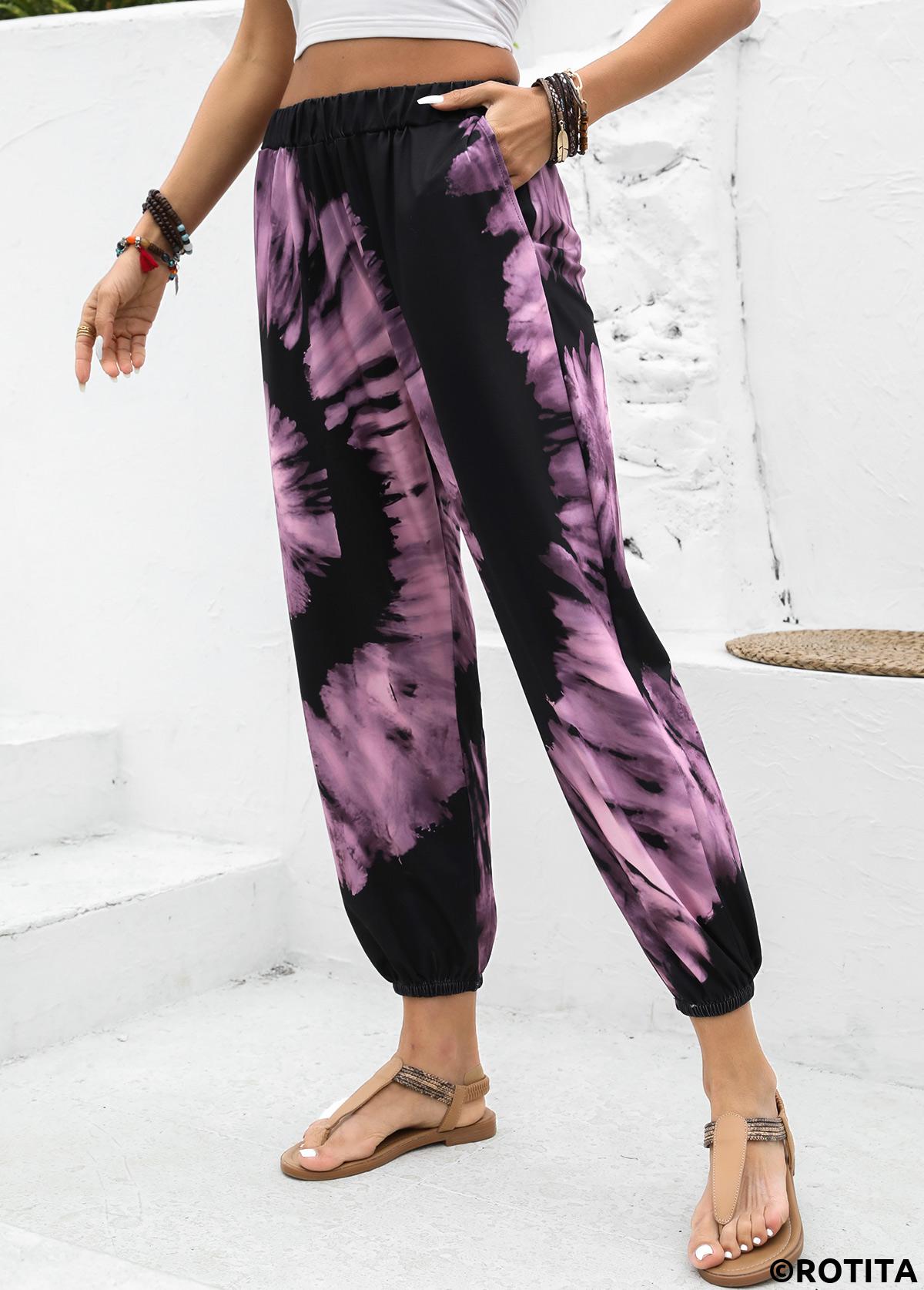 Neon Pink bottoms,Ombre bottoms,Ombre Neon Pink Jogger Elastic Waist High Waisted Pants