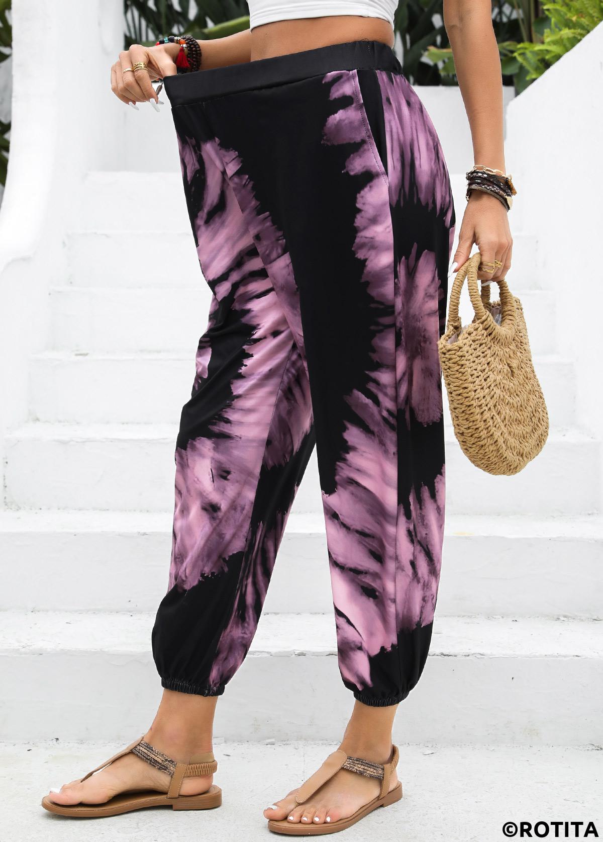 Neon Pink bottoms,Ombre bottoms,Ombre Neon Pink Jogger Elastic Waist High Waisted Pants