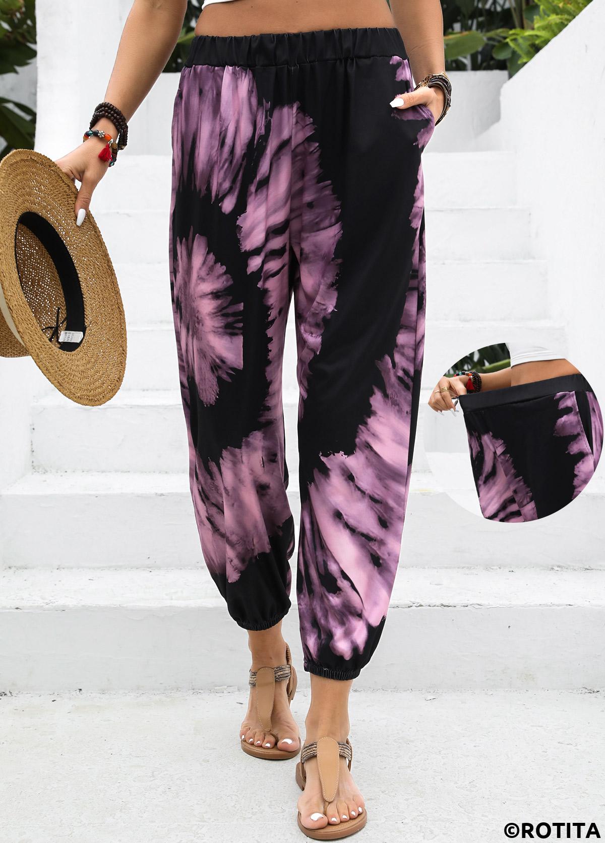 Neon Pink bottoms,Ombre bottoms,Ombre Neon Pink Jogger Elastic Waist High Waisted Pants