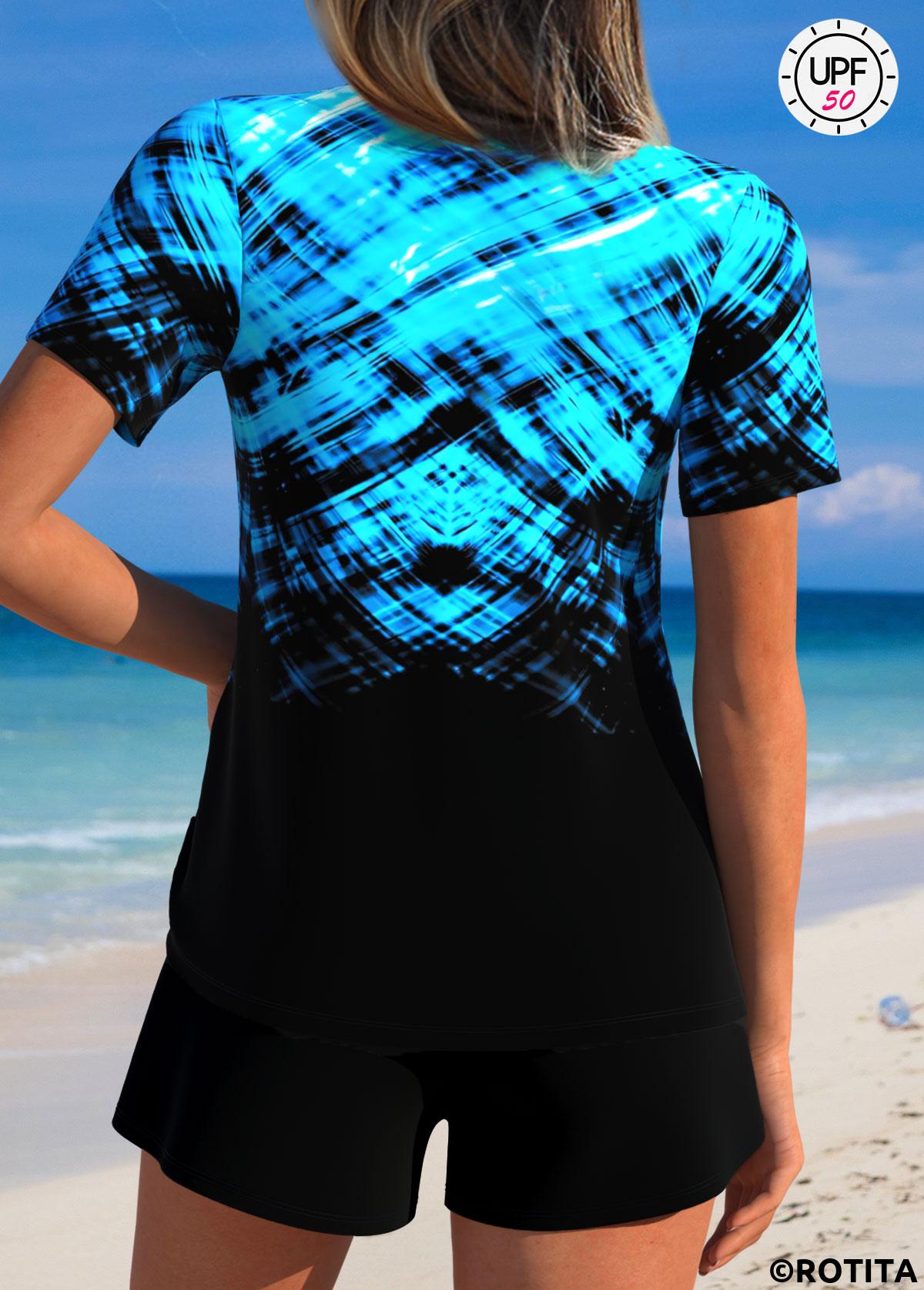 Black swimwear,Ombre swimwear,ROTITA Tummy Coverage Black Ombre Mid Waisted Tankini Set