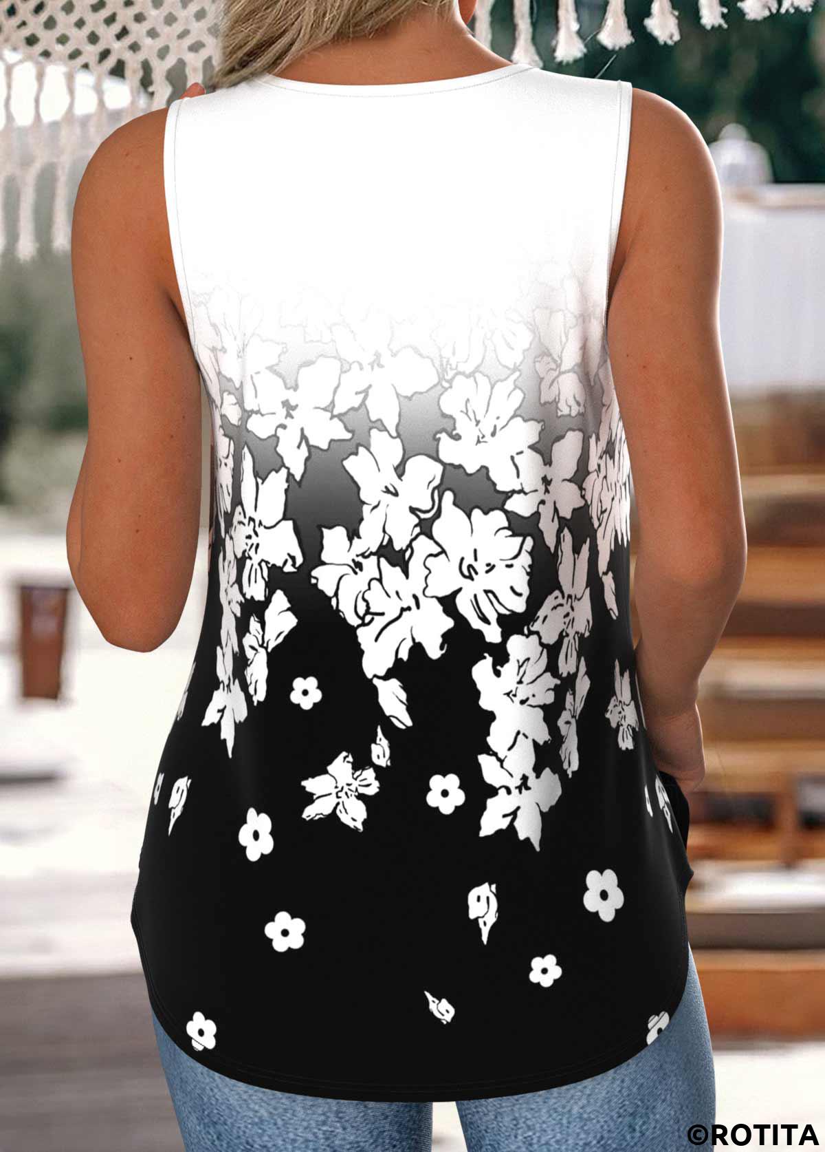 White tops,Black tops,Contrast Color tops,ROTITA Tummy Coverage White V Neck Sleeveless Tank Top