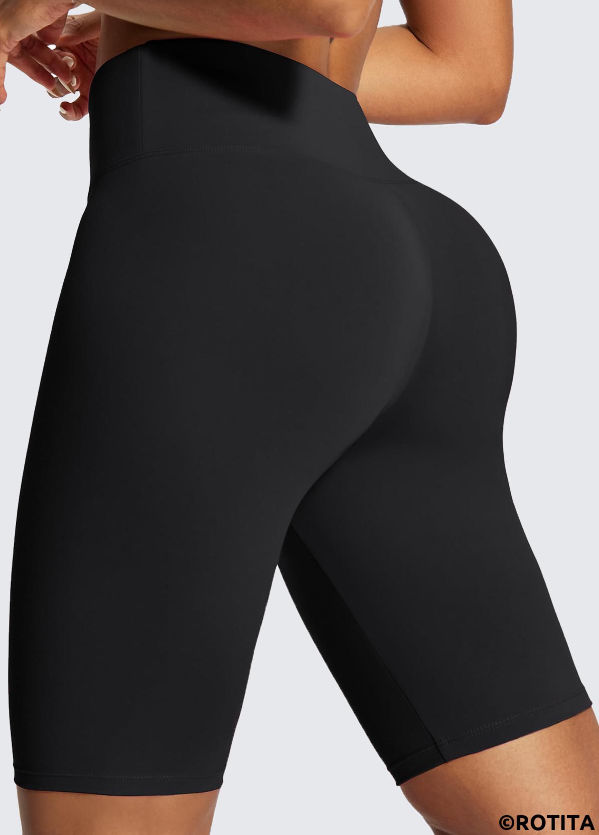 Black sportswear,Plain Color sportswear,ROTITA Black Fitted UV-Resistant Antistatic Sports Shorts