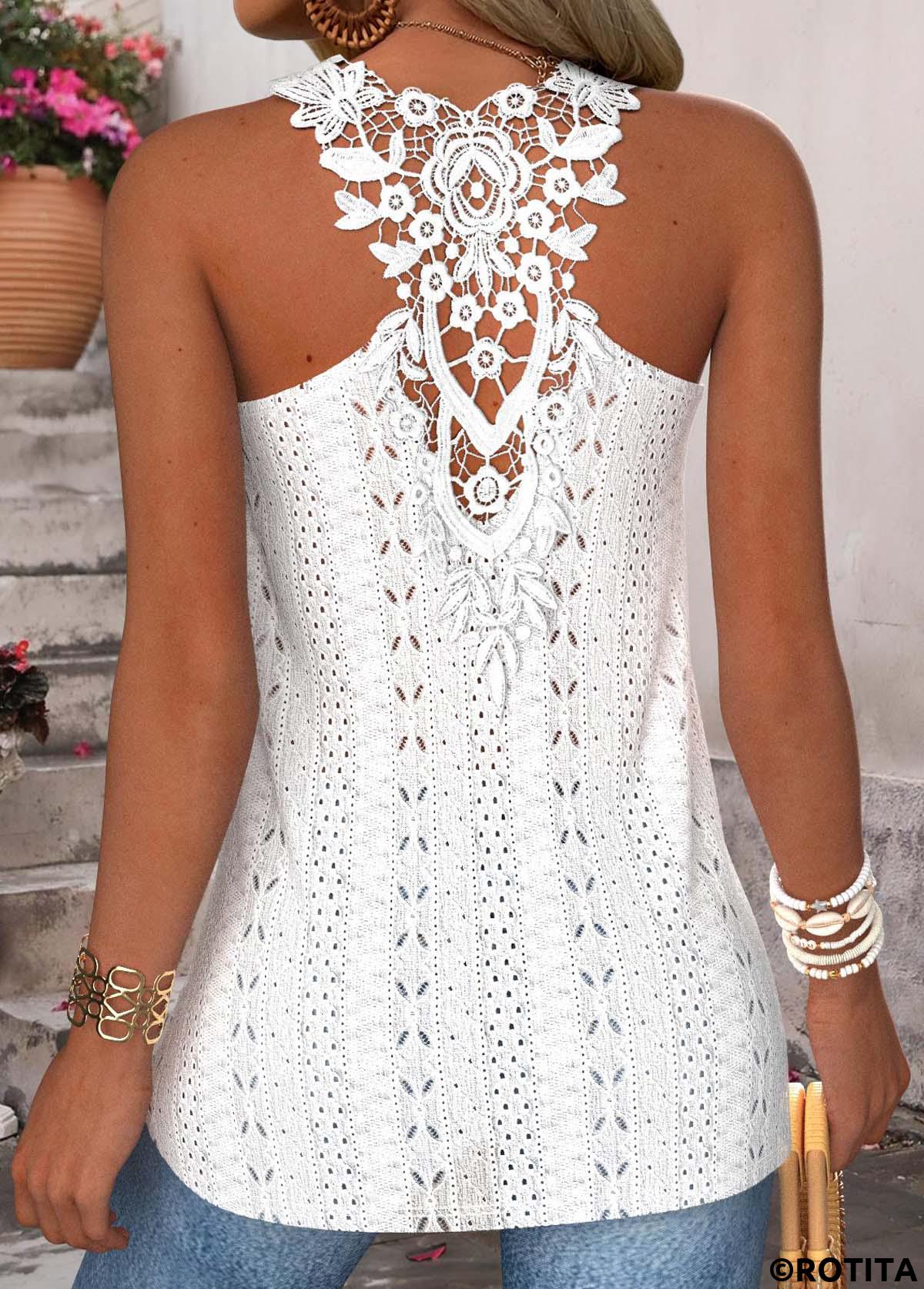 Raw white tops,Plain Color tops,ROTITA Tummy Coverage Raw White Round Neck Sleeveless Tank Top