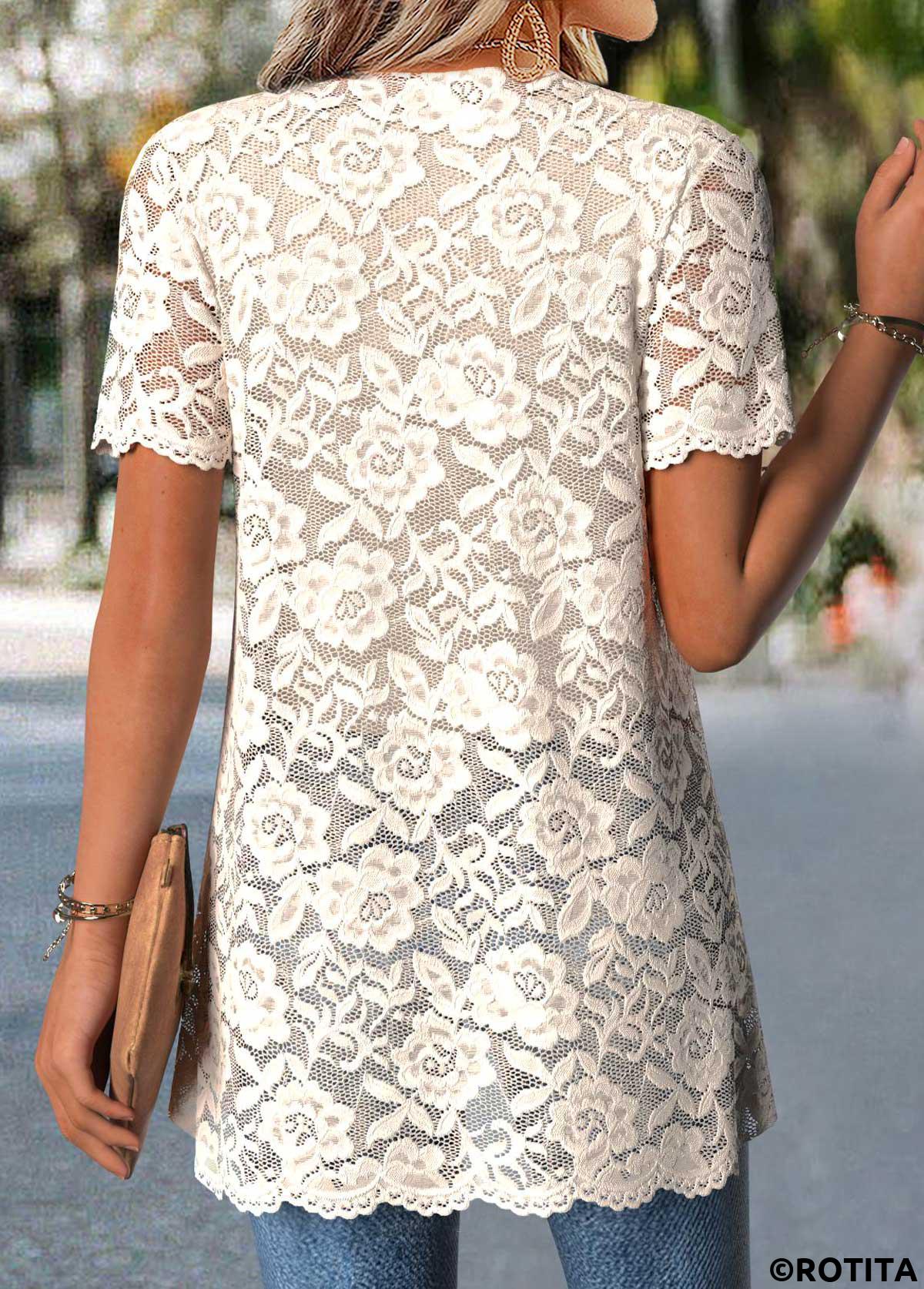 Beige tops,Plain Color tops,ROTITA Two-piece Beige Round Neck Cardigan and Tank Top