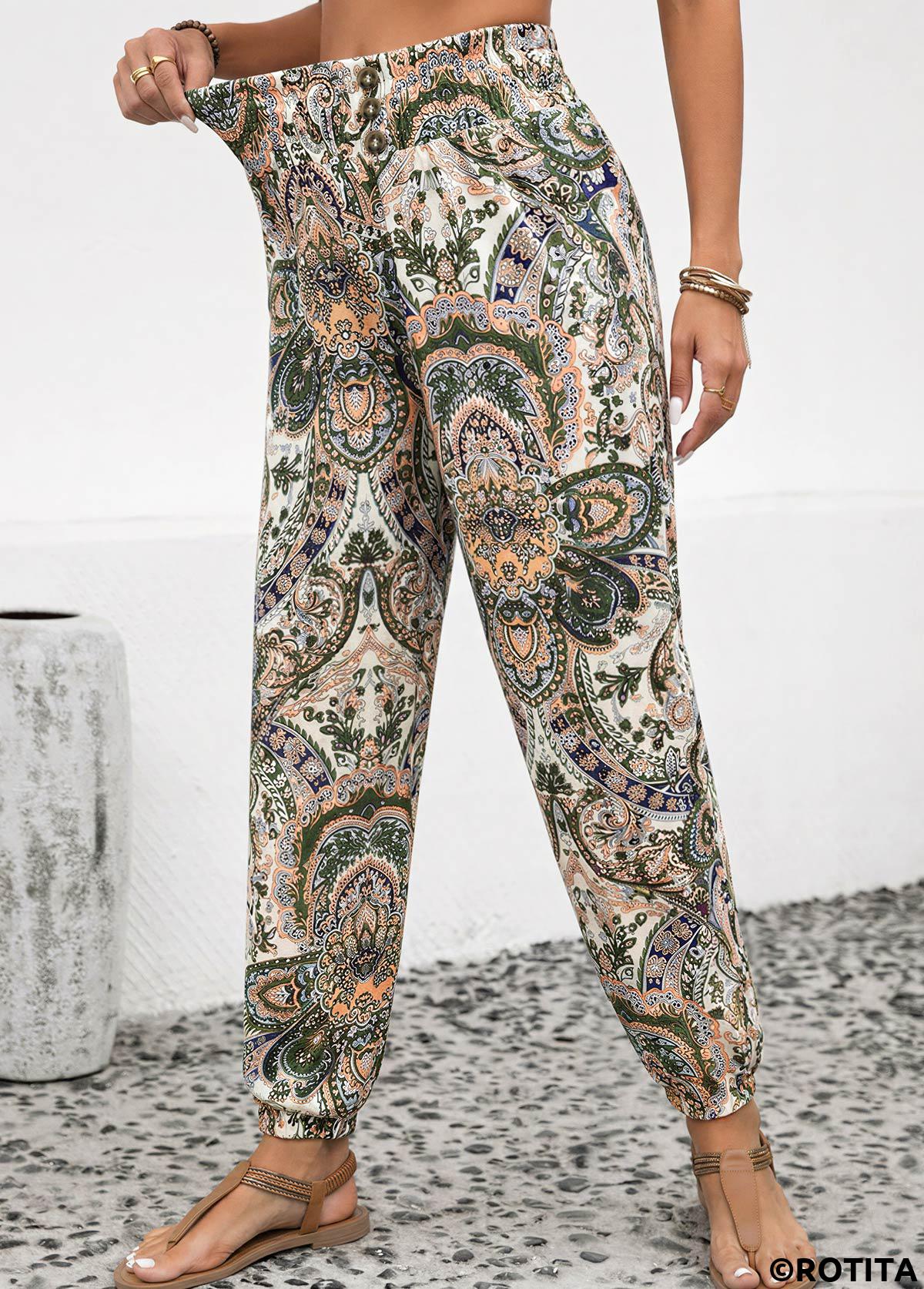 Dusty Pink bottoms,Tribal bottoms,Soft Tribal Print Dusty Pink Jogger Elastic Waist Pants