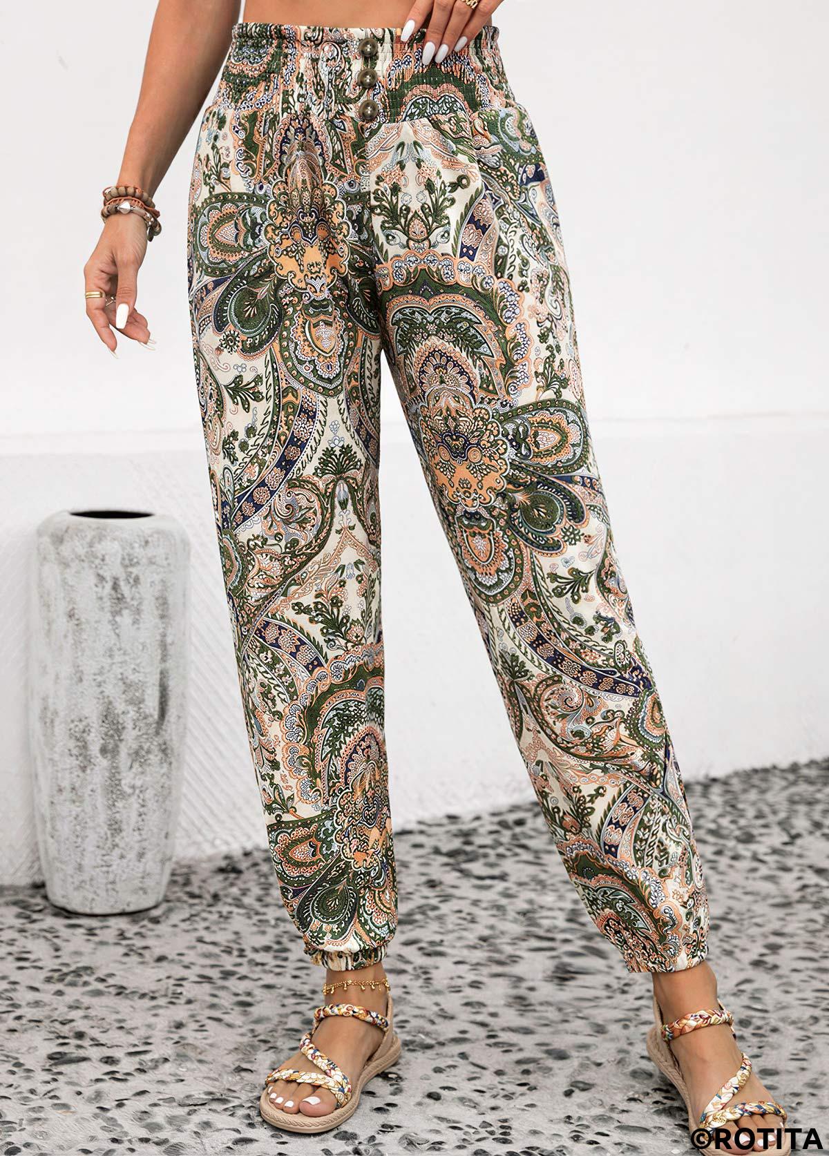 Dusty Pink bottoms,Tribal bottoms,Soft Tribal Print Dusty Pink Jogger Elastic Waist Pants