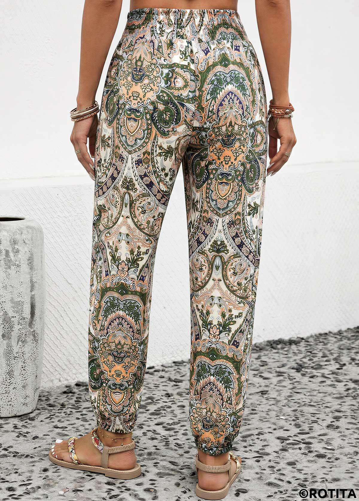 Dusty Pink bottoms,Tribal bottoms,Soft Tribal Print Dusty Pink Jogger Elastic Waist Pants