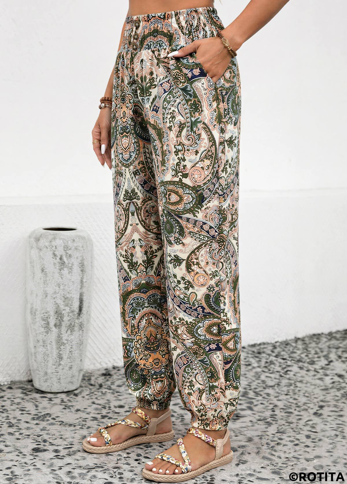 Dusty Pink bottoms,Tribal bottoms,Soft Tribal Print Dusty Pink Jogger Elastic Waist Pants