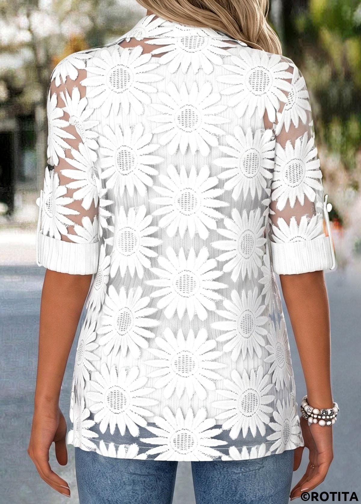 White tops,Plain Color tops,ROTITA Two-piece White Round Neck Cardigan and Tank Top