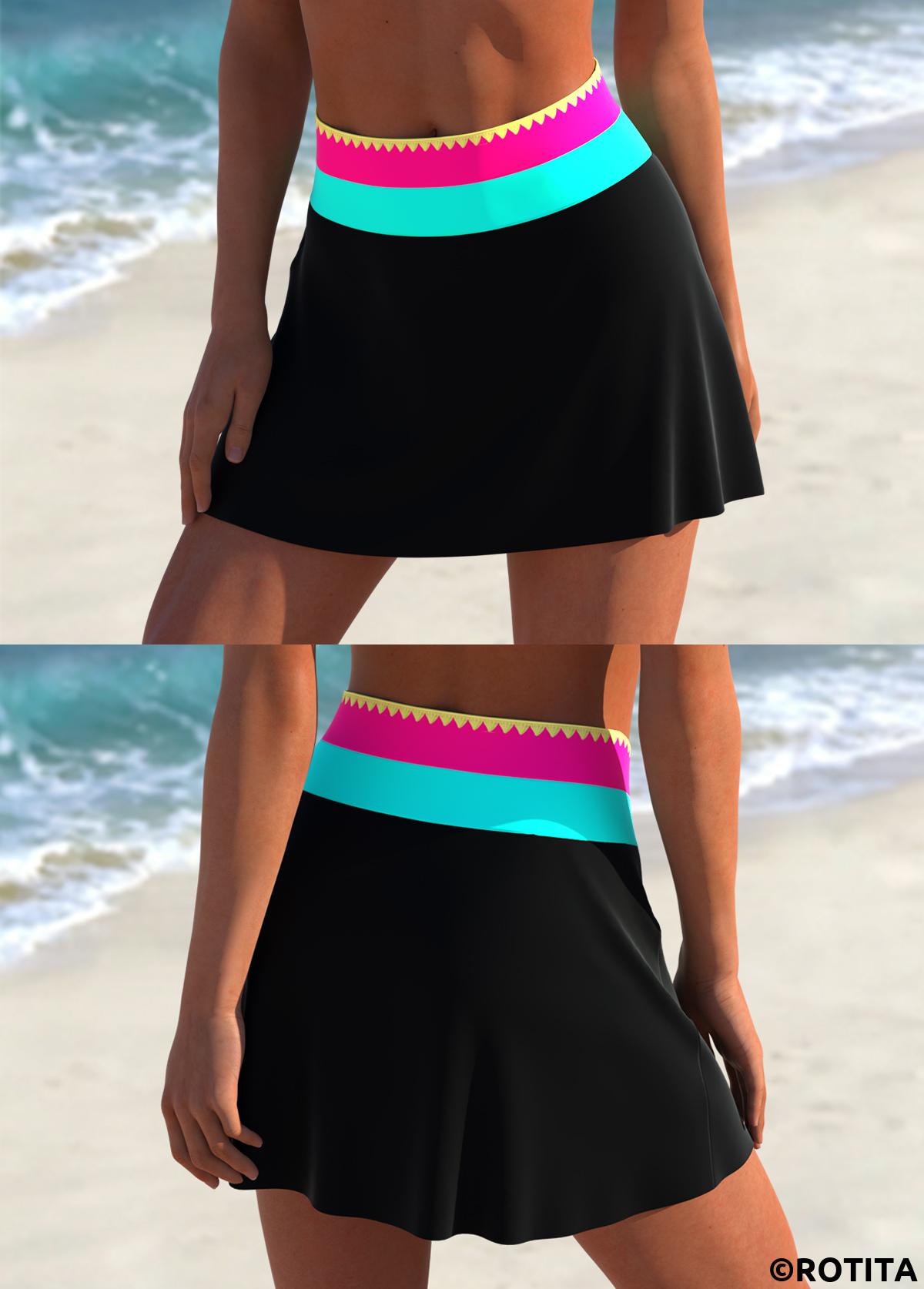Multi Color swimwear,Plain Color swimwear,ROTITA Multi Color Mid Waisted Bikini Set