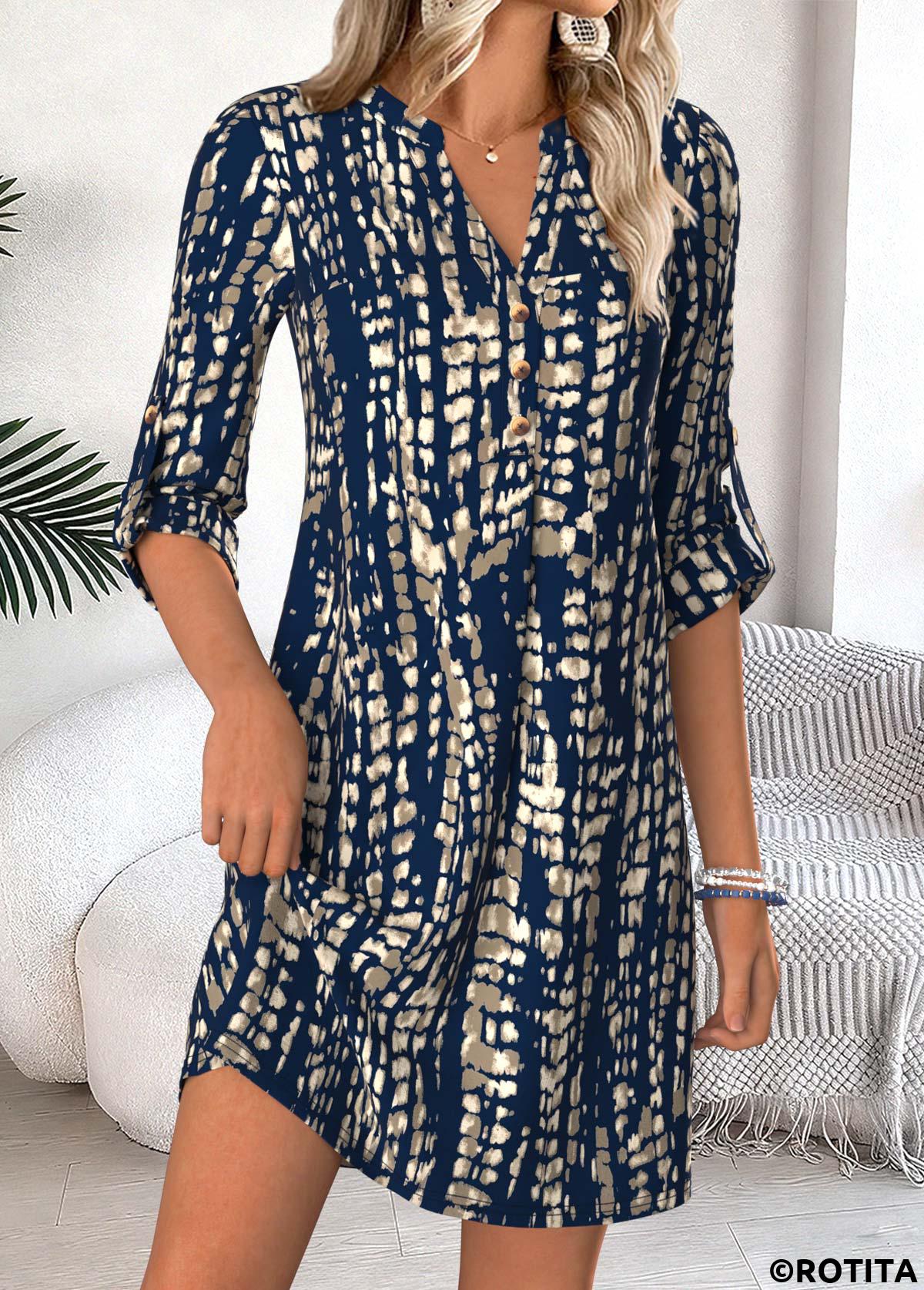 Blue dresses,Tie Dye dresses,Everyday dresses,Casual dresses,ROTITA Blue Tie Dye Print Tummy Coverage Short Dress