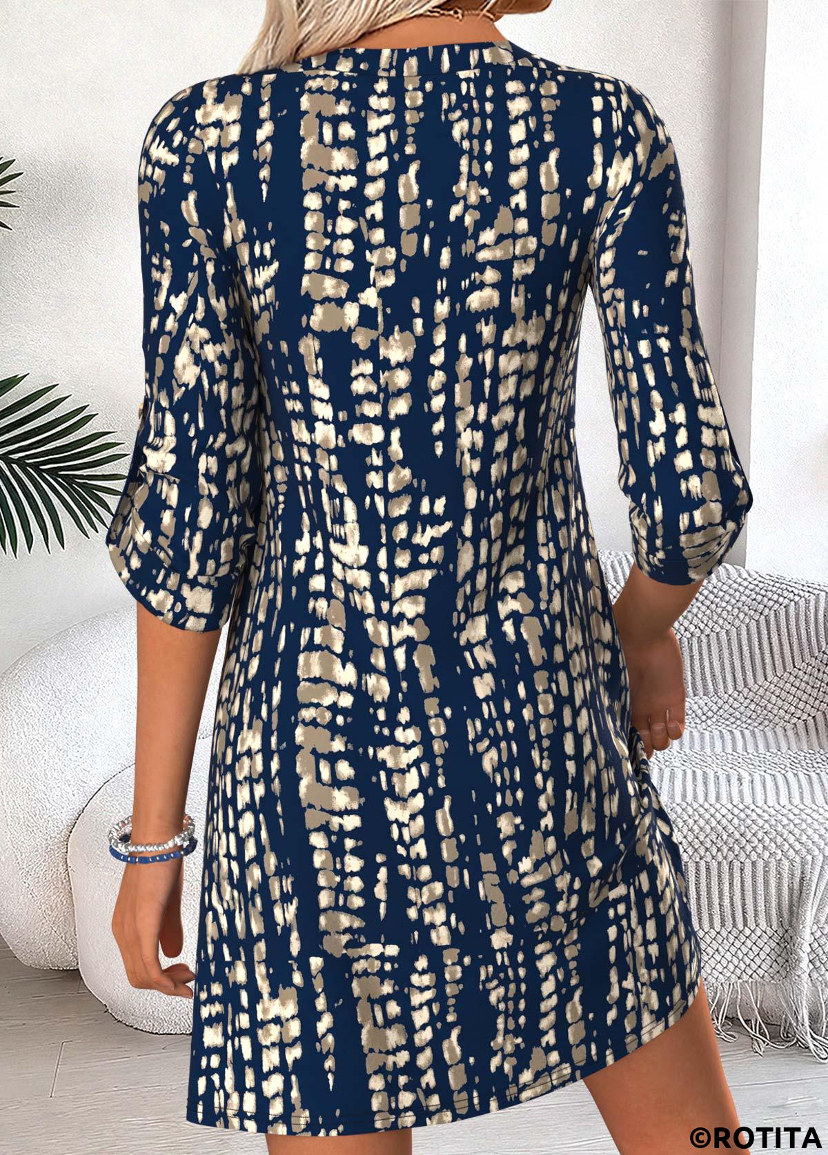 Blue dresses,Tie Dye dresses,Everyday dresses,Casual dresses,ROTITA Blue Tie Dye Print Tummy Coverage Short Dress