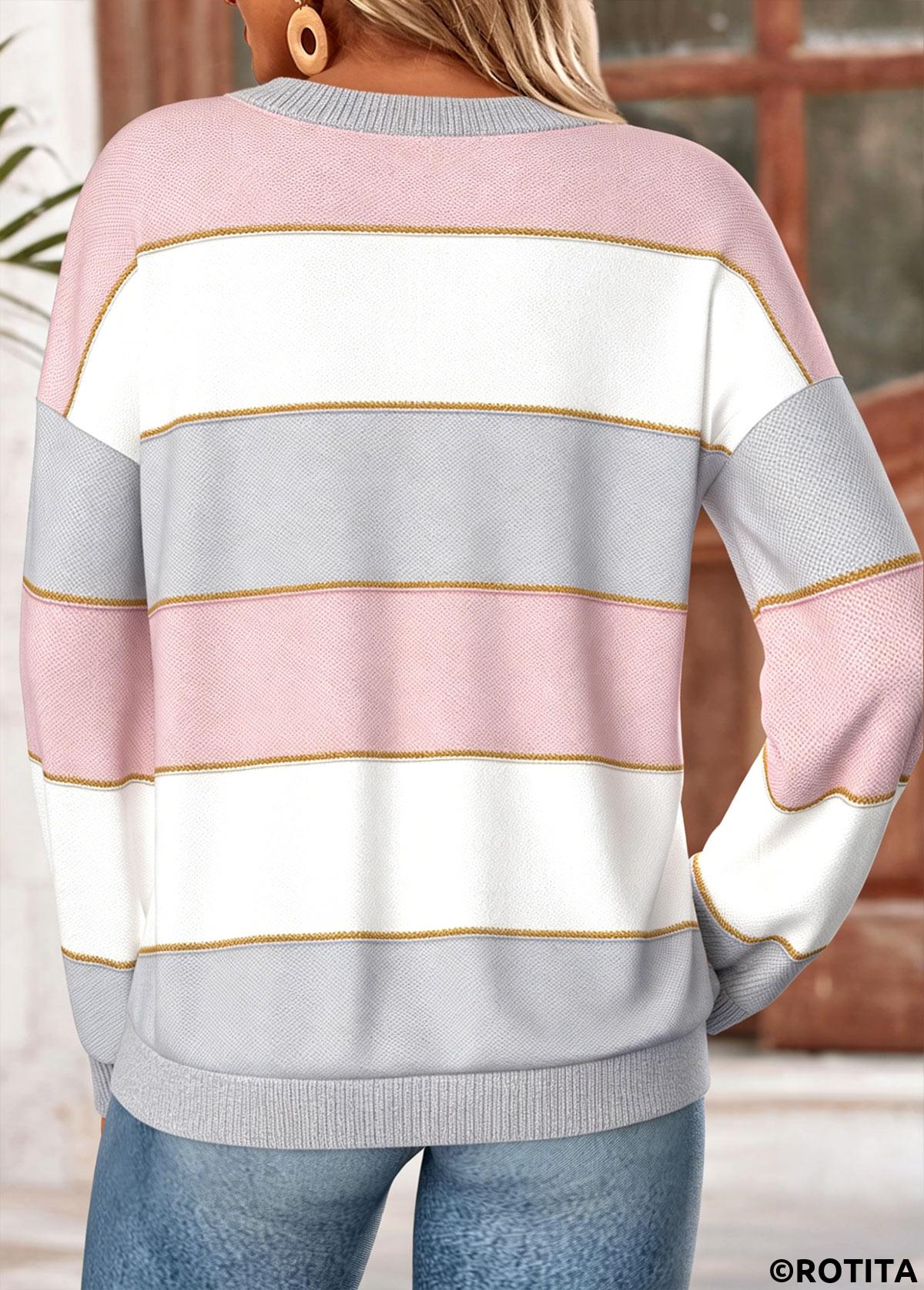 Multi Color tops,Striped tops,Geometric tops,ROTITA Striped Multi Color Sweatshirt