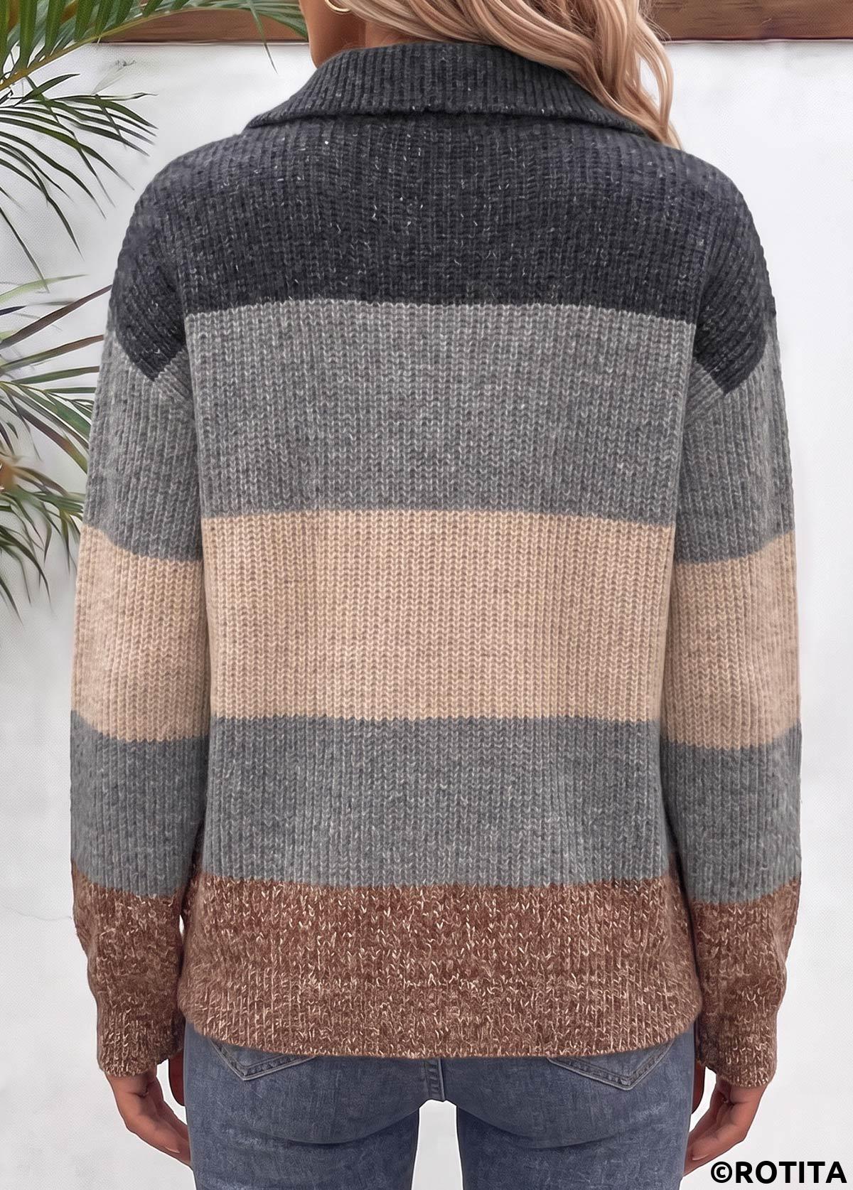Grey tops,Geometric tops,ROTITA Geometric Print Grey Sweater