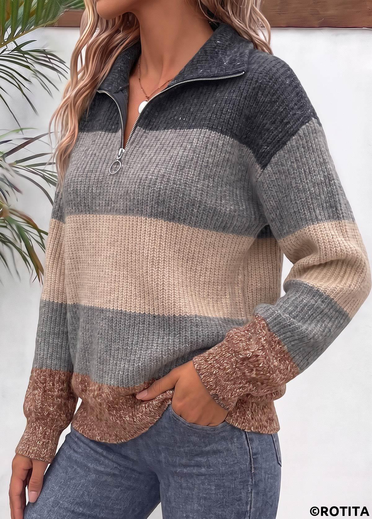 Grey tops,Geometric tops,ROTITA Geometric Print Grey Sweater